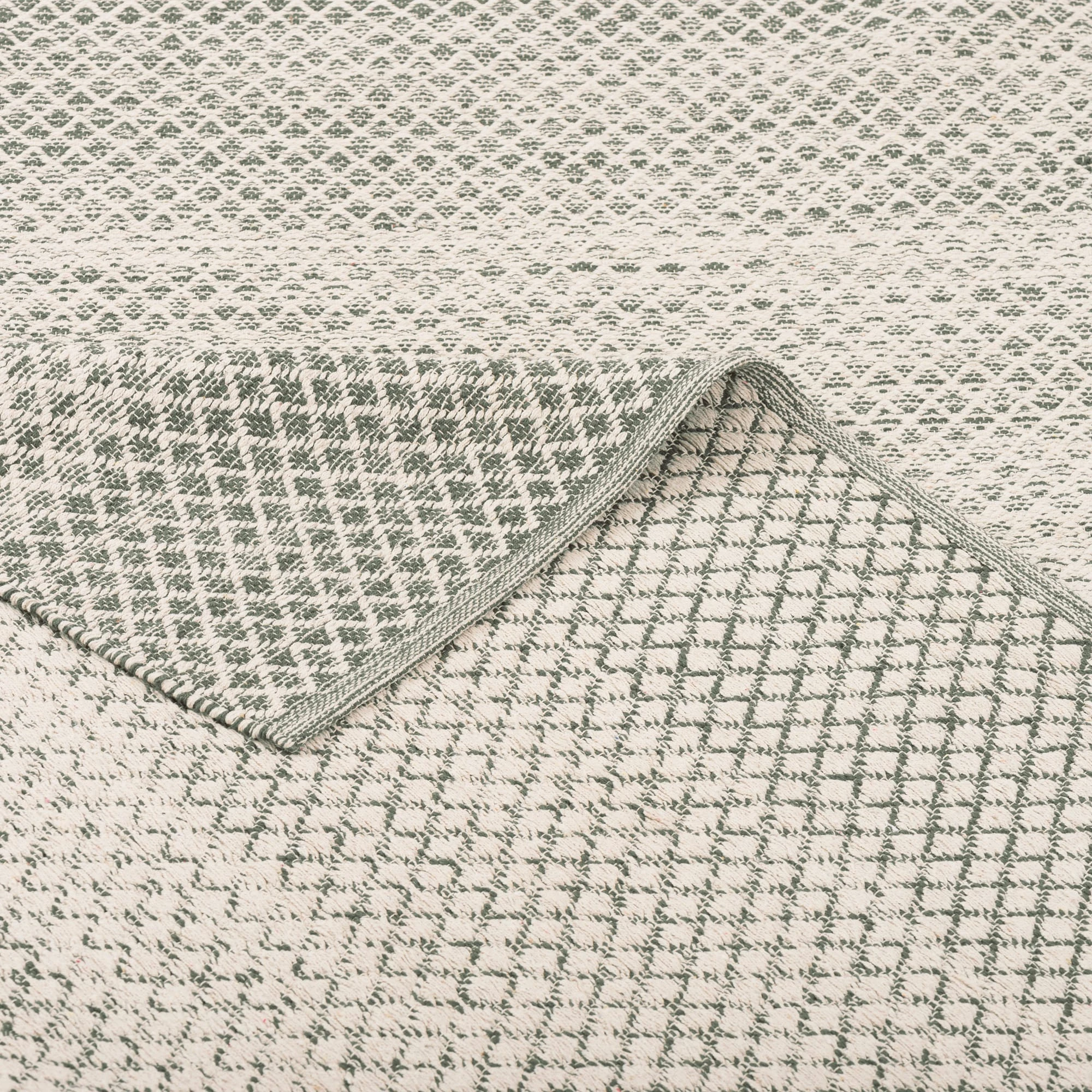 Pergamon Baumwolle Natur Kelim Teppich Sandy Meliert In Groen – Bild 4