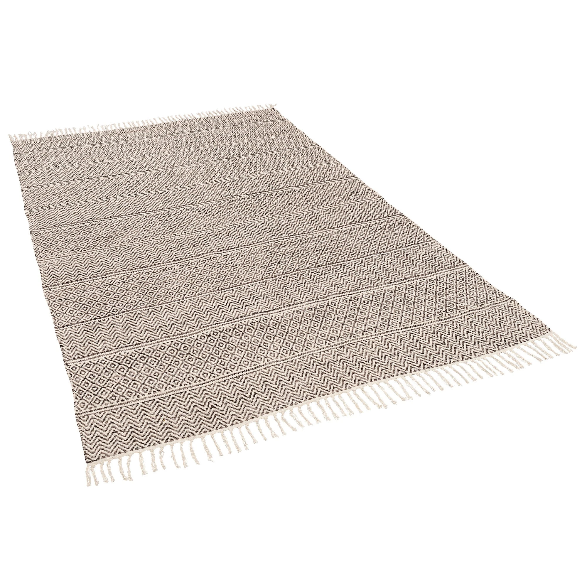 Pergamon Baumwolle Natur Kelim Teppich Sandy Stripes In Grijs – Bild 2
