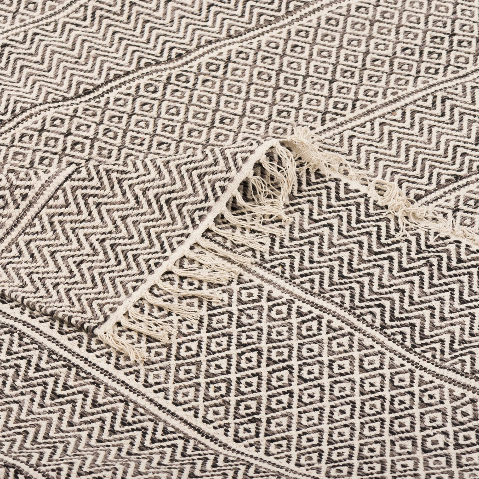 Pergamon Baumwolle Natur Kelim Teppich Sandy Stripes In Grijs – Bild 4