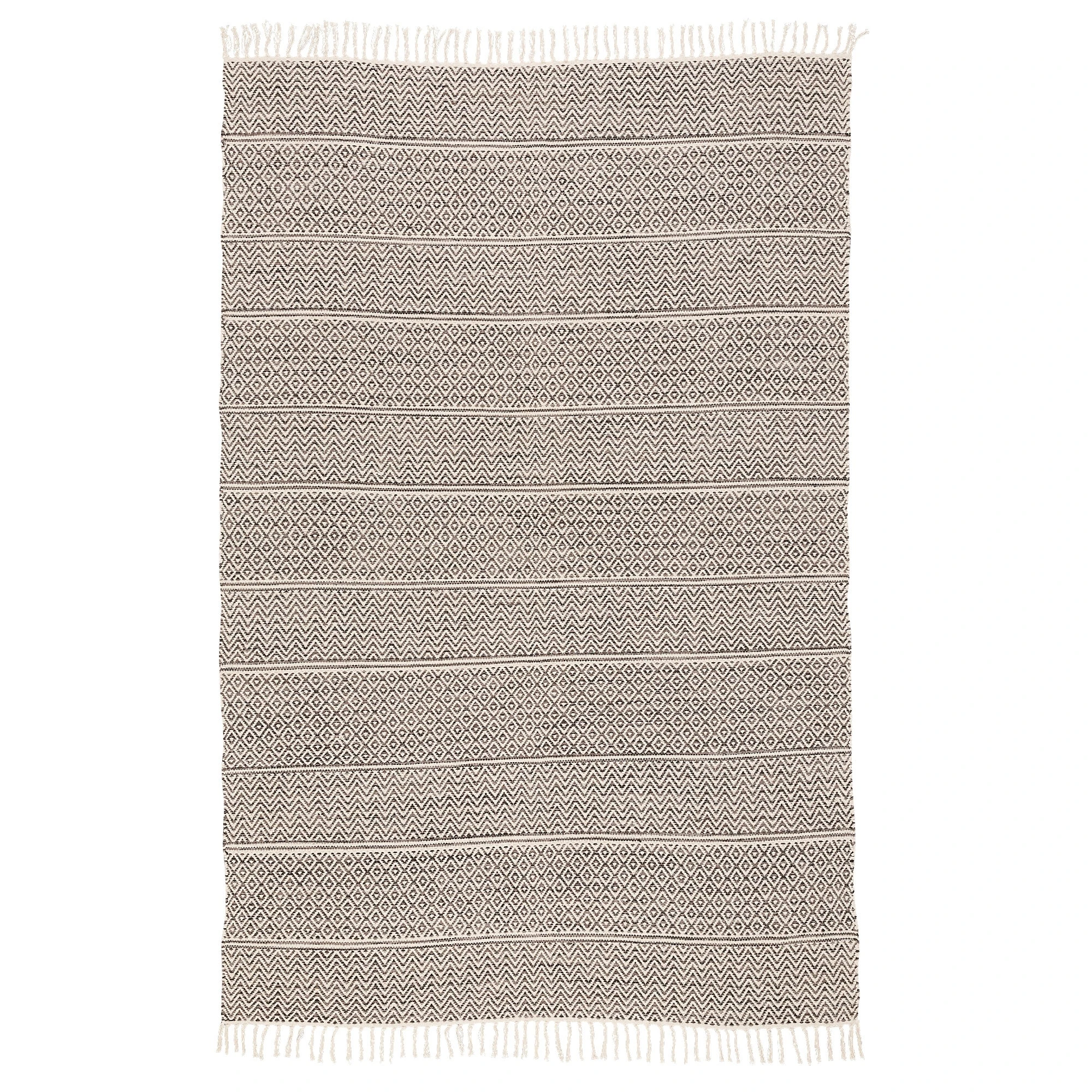 Pergamon Baumwolle Natur Kelim Teppich Sandy Stripes In Grijs