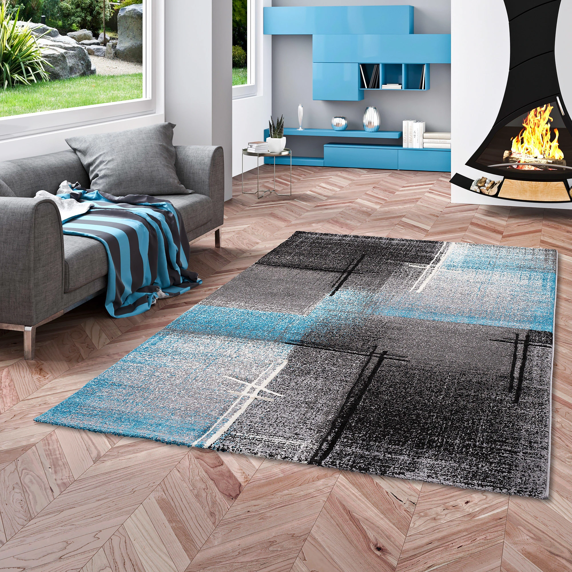 Pergamon Designer Teppich Brilliant Verlauf In Blau – Bild 5