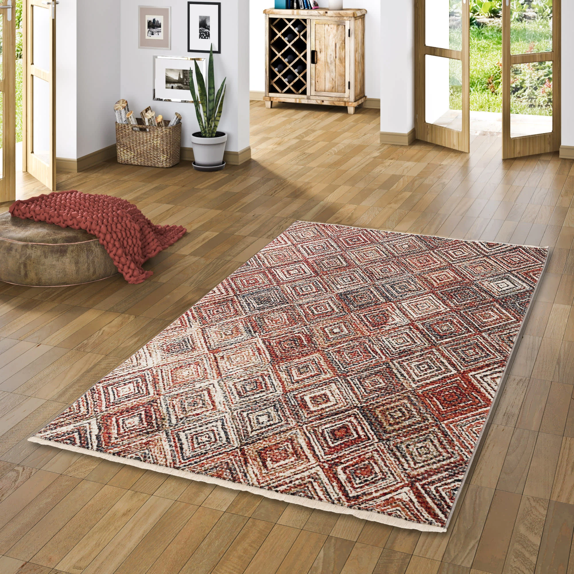 Pergamon Designer Teppich Nia Vintage Rauten Modern In Bunt – Bild 5