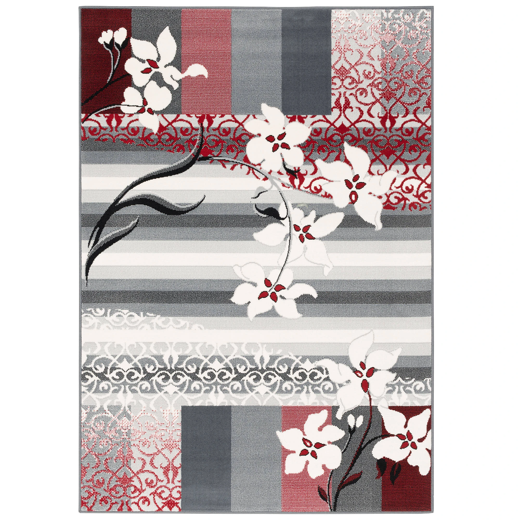 Pergamon Designer Teppich Samba Modern Blumen In Rot