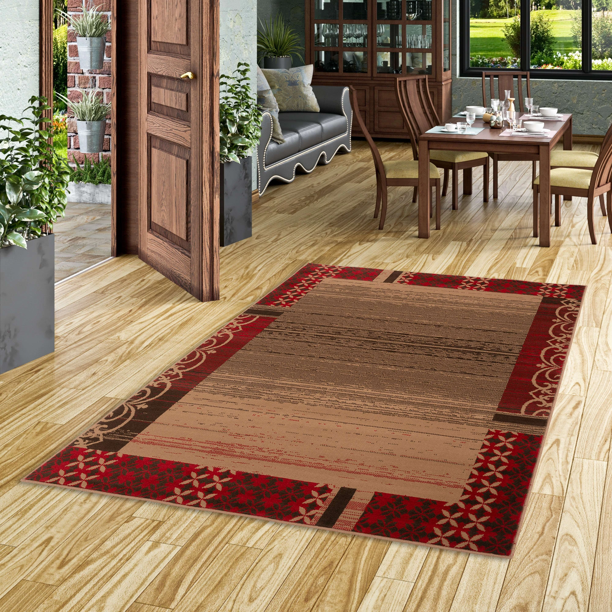 Pergamon Designer Teppich Samba Modern Bordüre In Rot – Bild 5