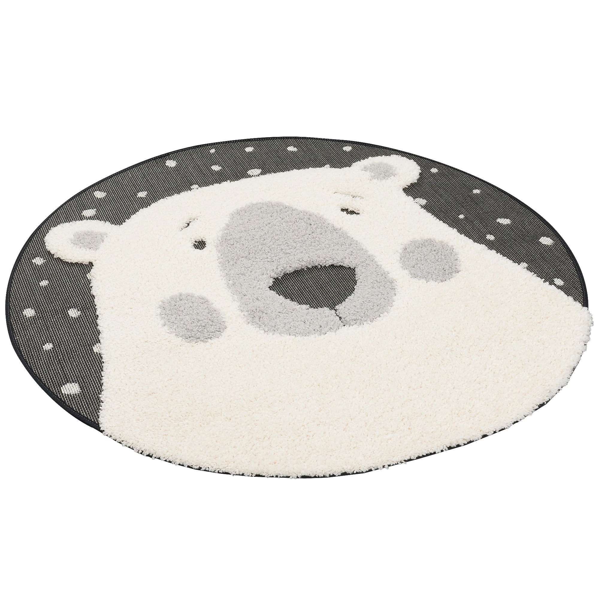 Pergamon Hochflor Kinder Teppich Richie Eisbär Rund In Grau Weiss – Bild 2