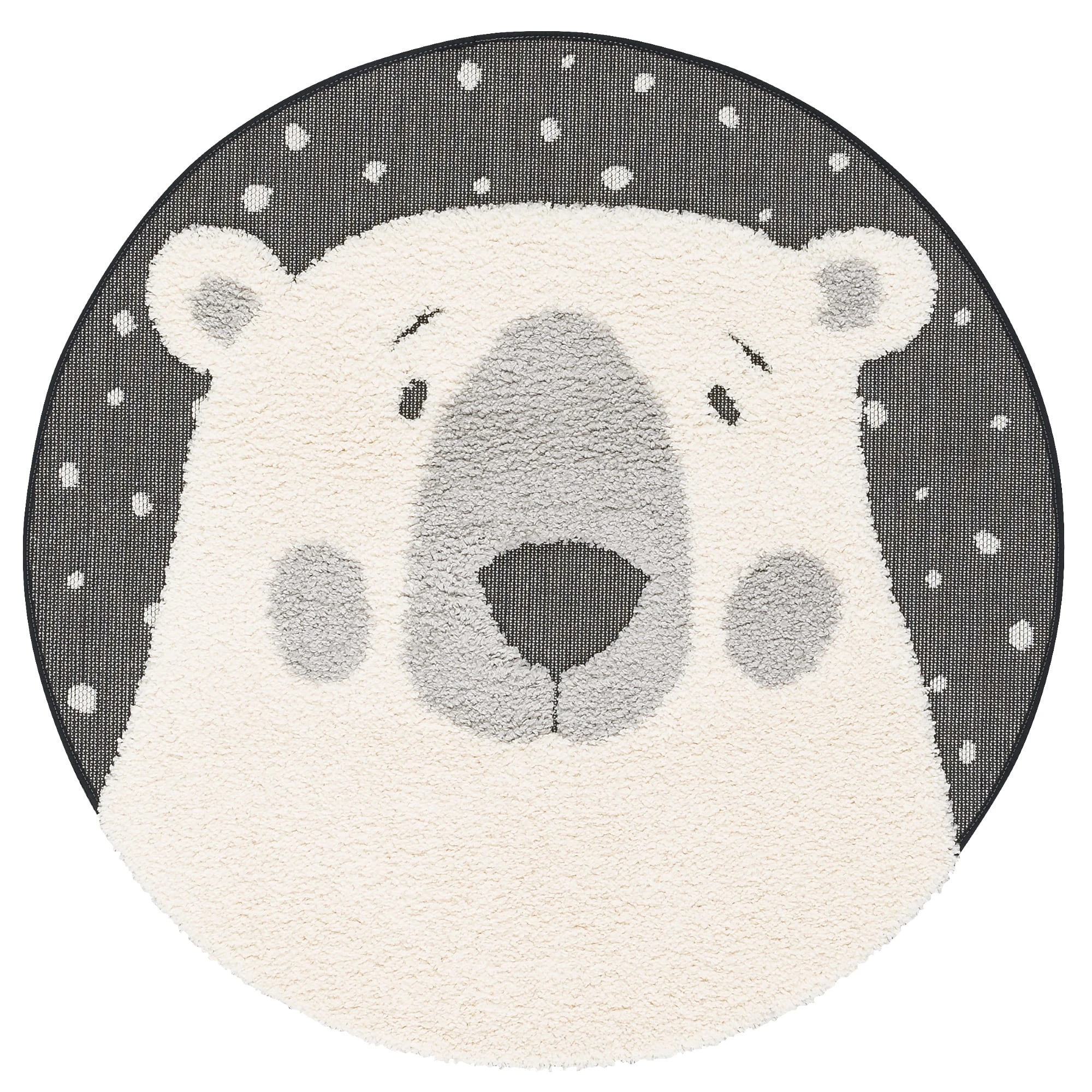 Pergamon Hochflor Kinder Teppich Richie Eisbär Rund In Grau Weiss