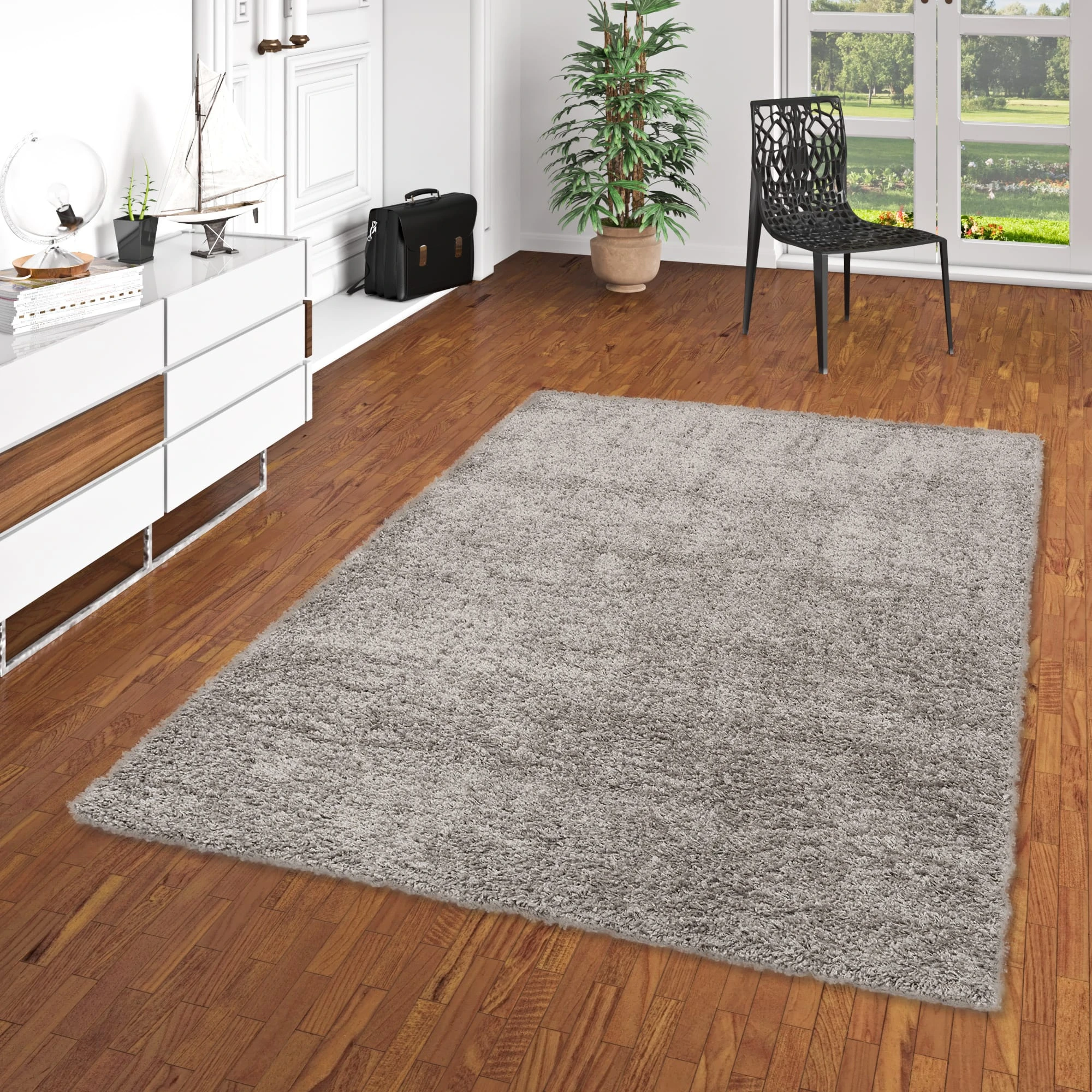 Pergamon Hochflor Langflor Shaggy Teppich Fluffy In Grijs – Bild 5
