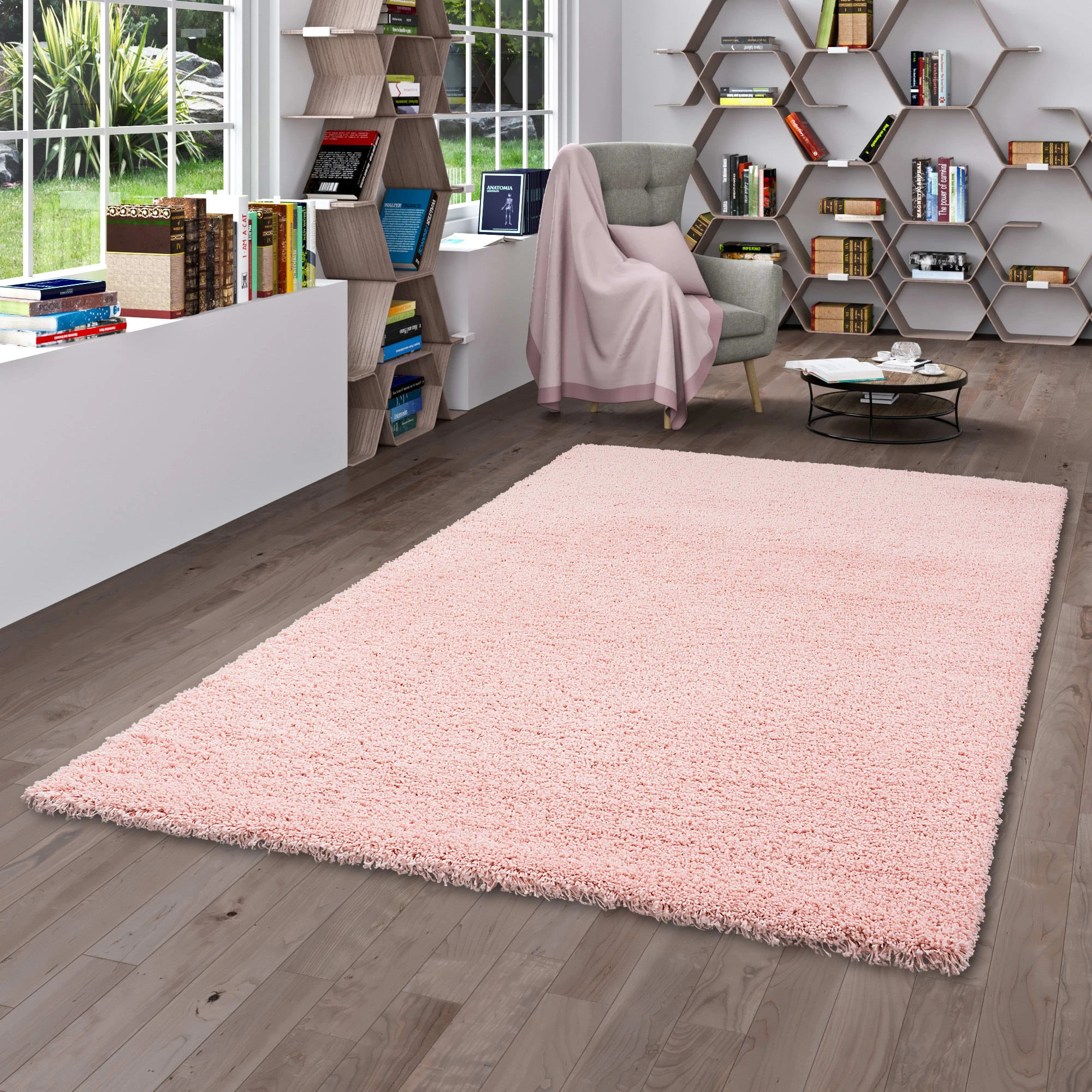Pergamon Hochflor Langflor Shaggy Teppich Luxury In Rosa – Bild 5