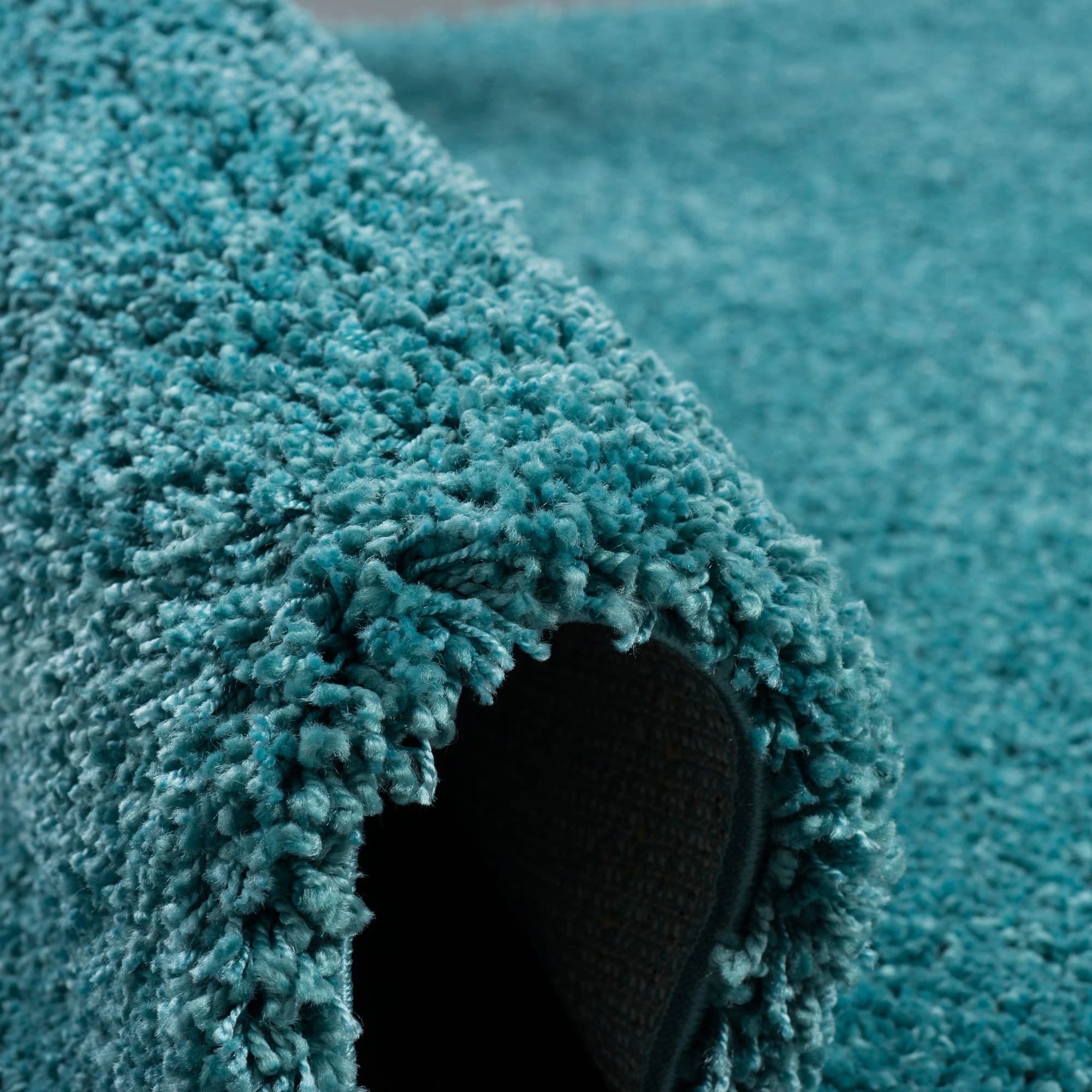 Pergamon Hochflor Langflor Shaggy Teppich Luxury Rund In Türkis – Bild 3