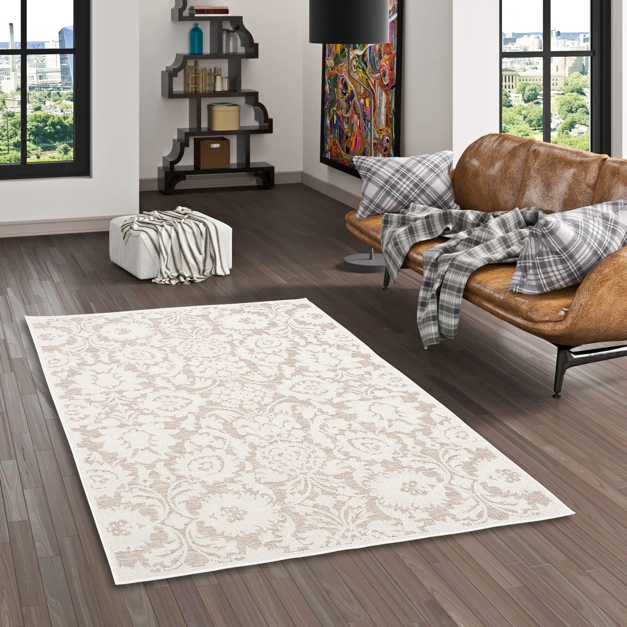 Pergamon In & Outdoor Teppich Flachgewebe Ottawa Barock In Beige – Bild 6