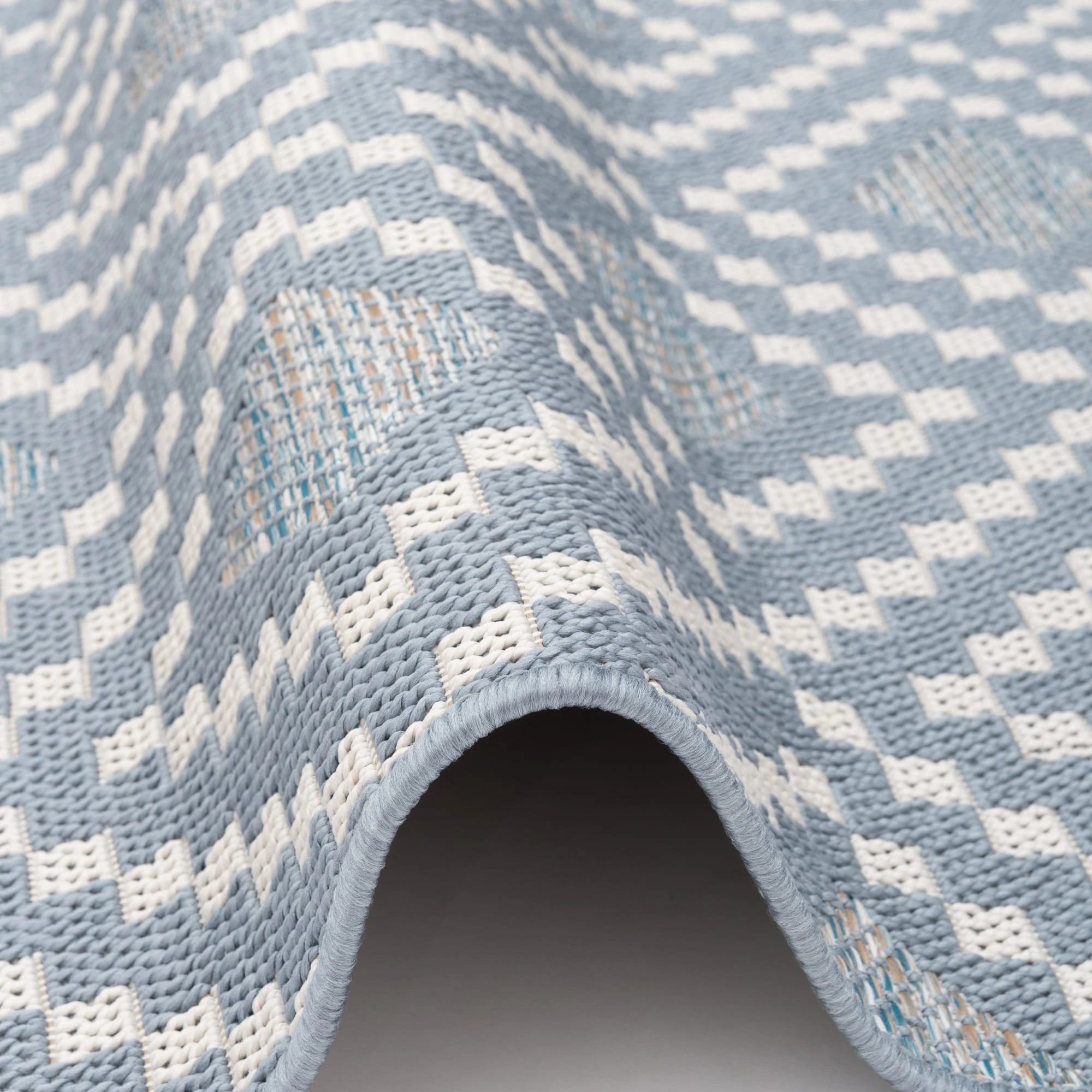 Pergamon In & Outdoor Teppich Flachgewebe Ottawa Rauten In Blau – Bild 3