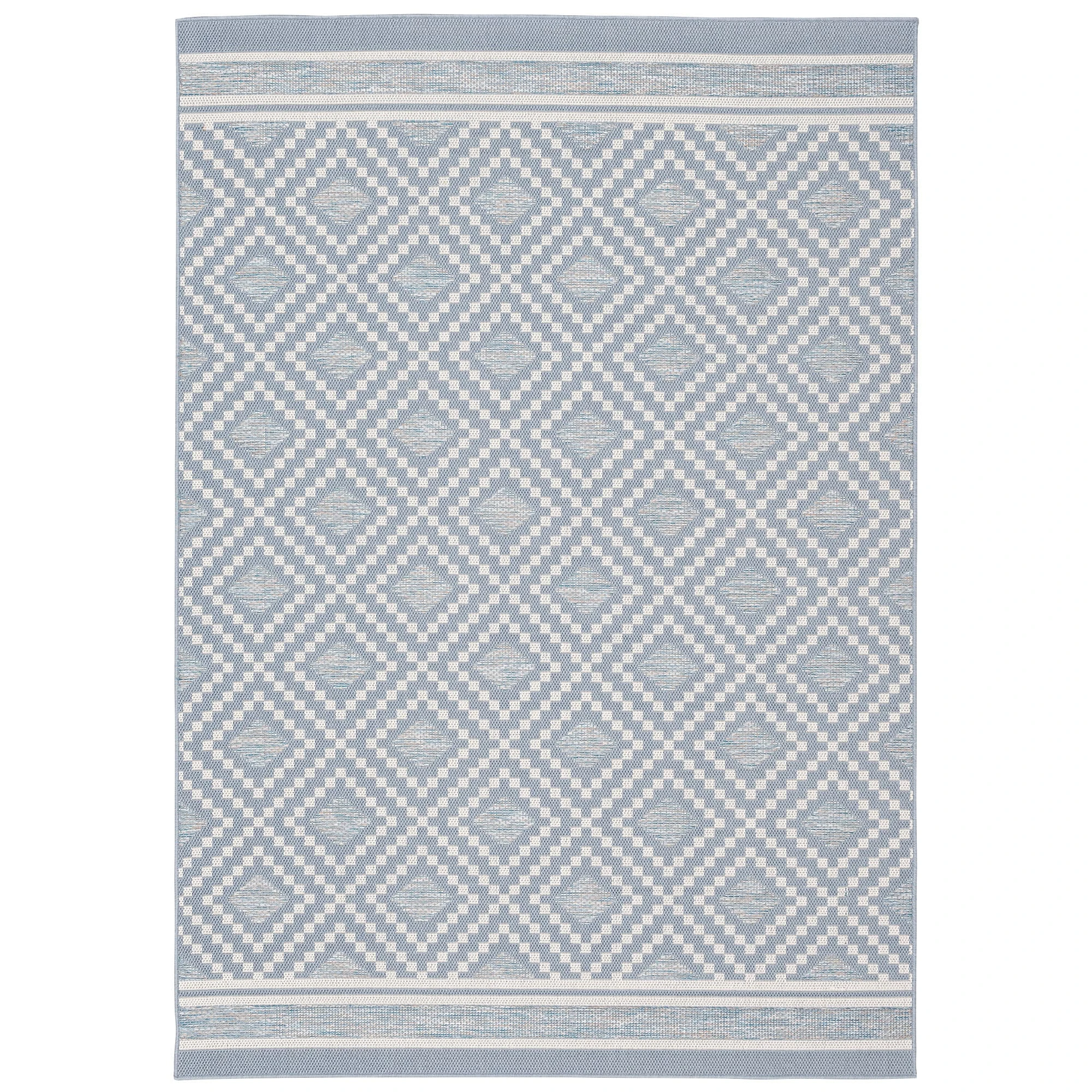 Pergamon In & Outdoor Teppich Flachgewebe Ottawa Rauten In Blau