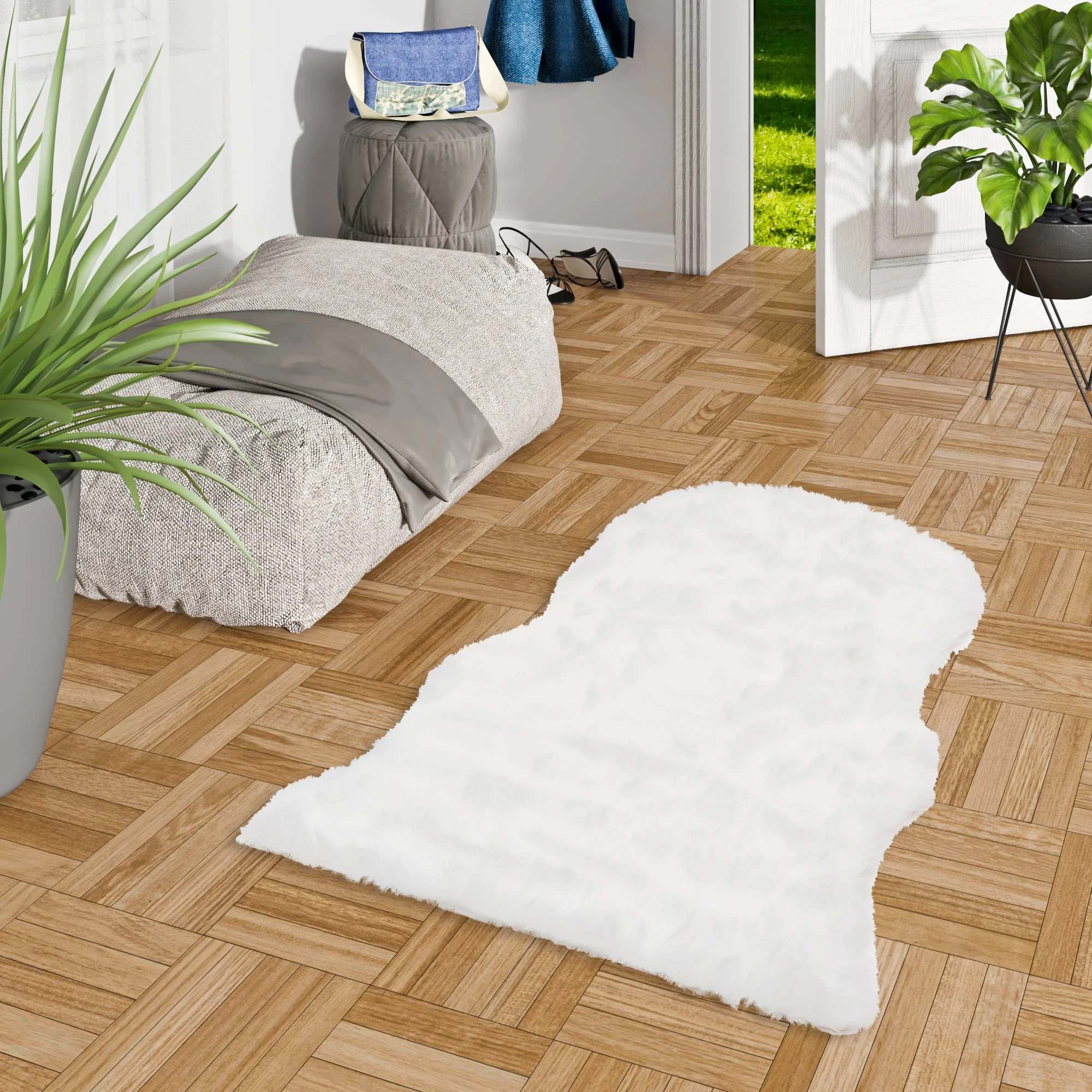 Pergamon Luxus Super Soft Fellteppich Aspen Meliert Shape In Weiss – Bild 4