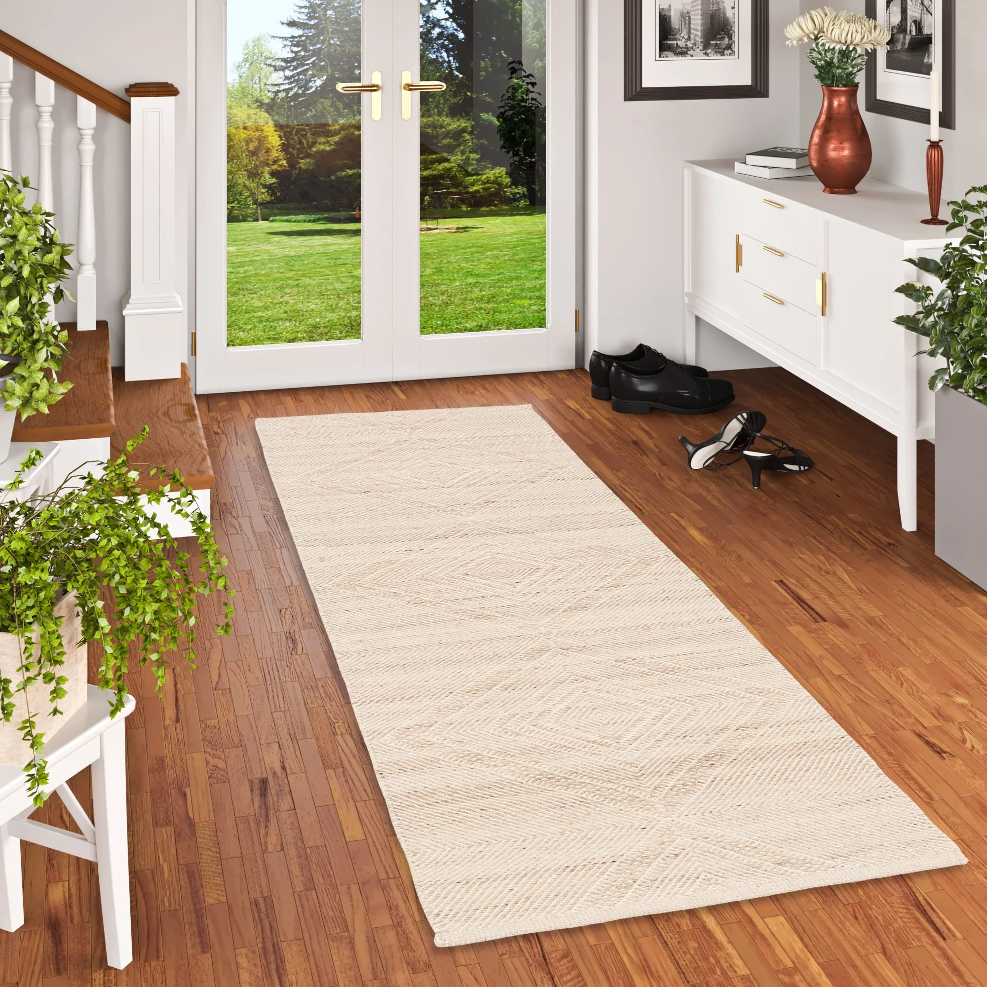 Pergamon Natur Teppich Kelim Läufer Wolle Lara Meliert In Natur – Bild 5