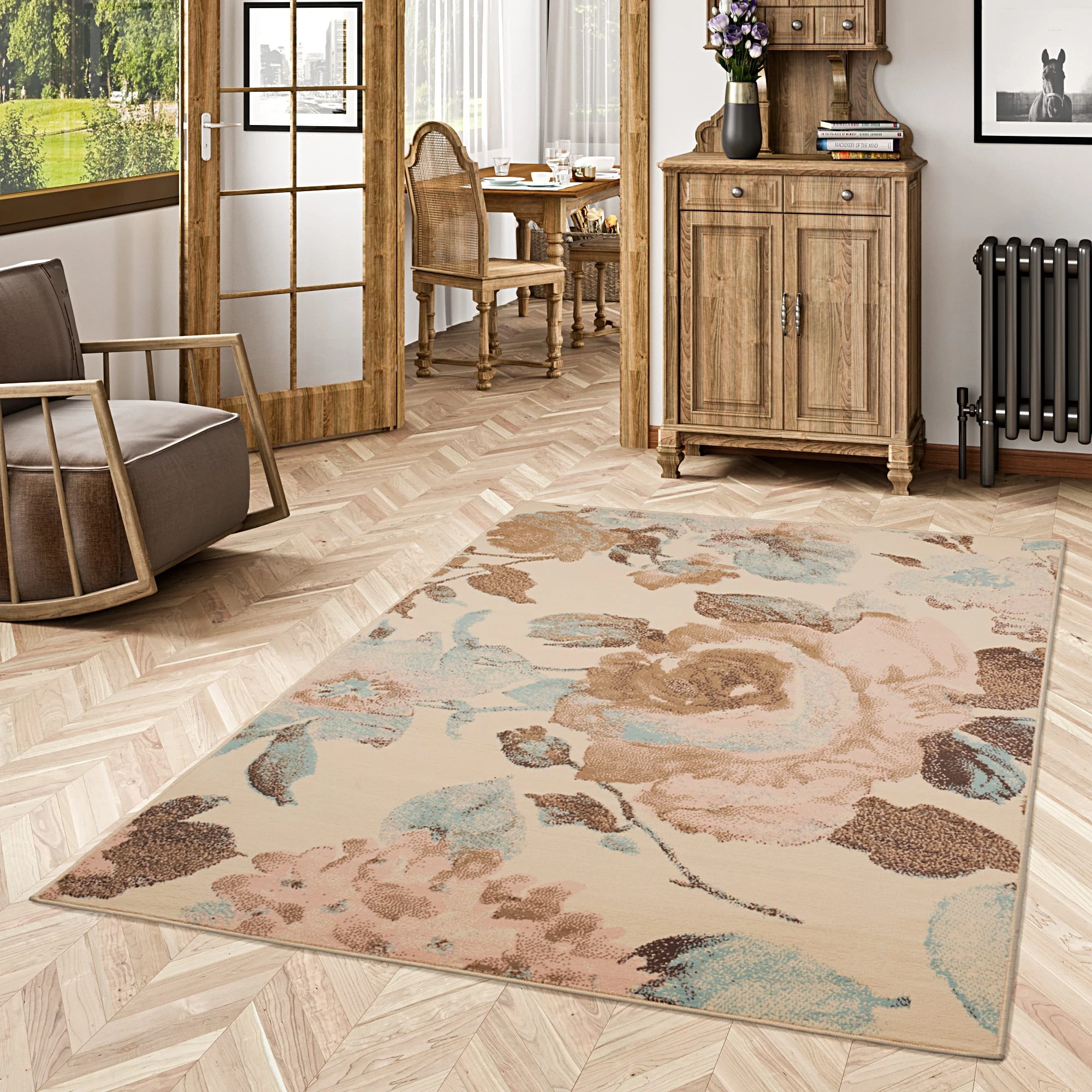 Pergamon Teppich Klassik Trendline Rosen In Beige – Bild 5