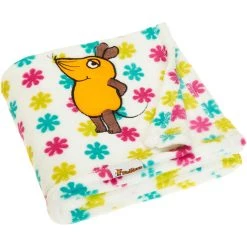 Playshoes Fleece-Decke DIE MAUS Blumen In Weiß/Rosa