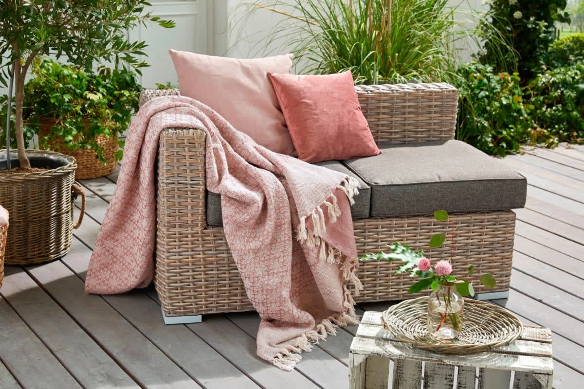 PureDay Wohndecke Upcycling Trellis, Altrosa – Bild 2