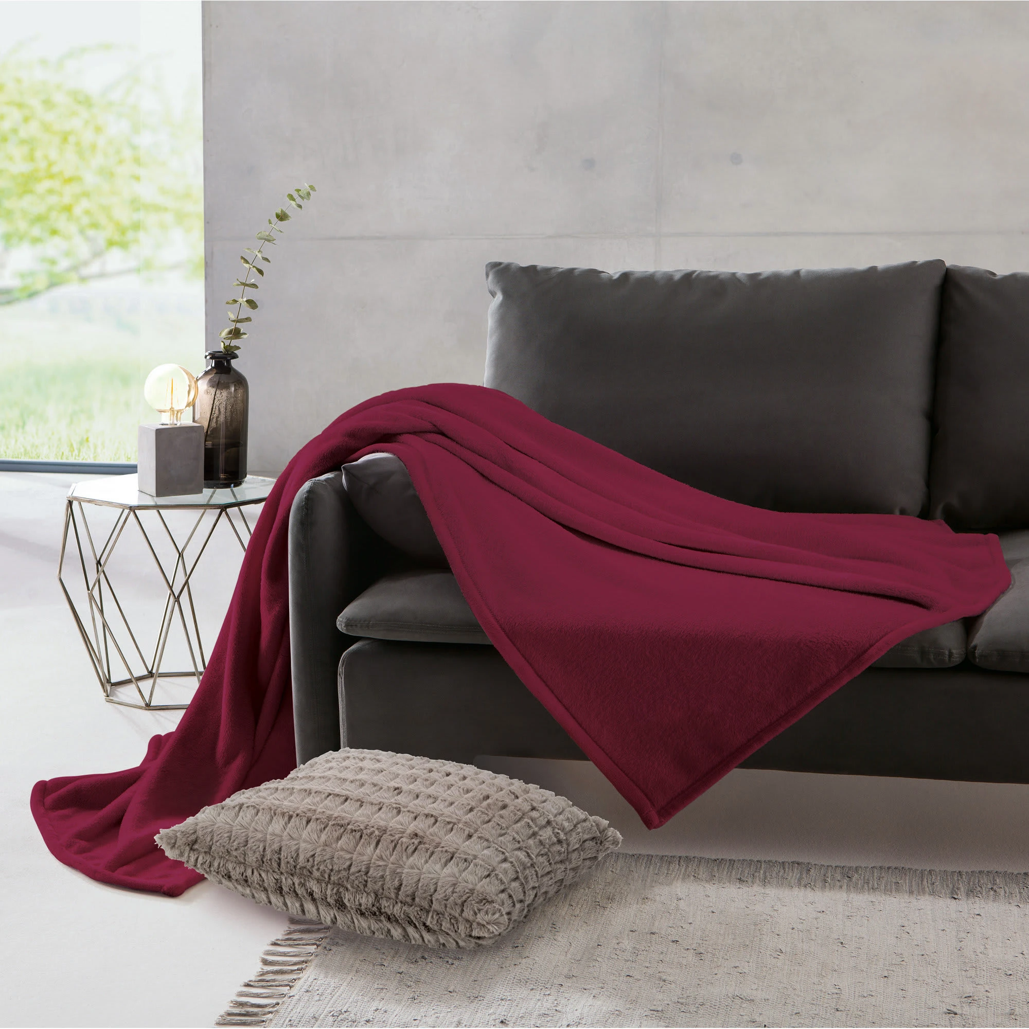 REDBEST Fleece Wohndecke 10er-Pack In Bordeaux – Bild 3