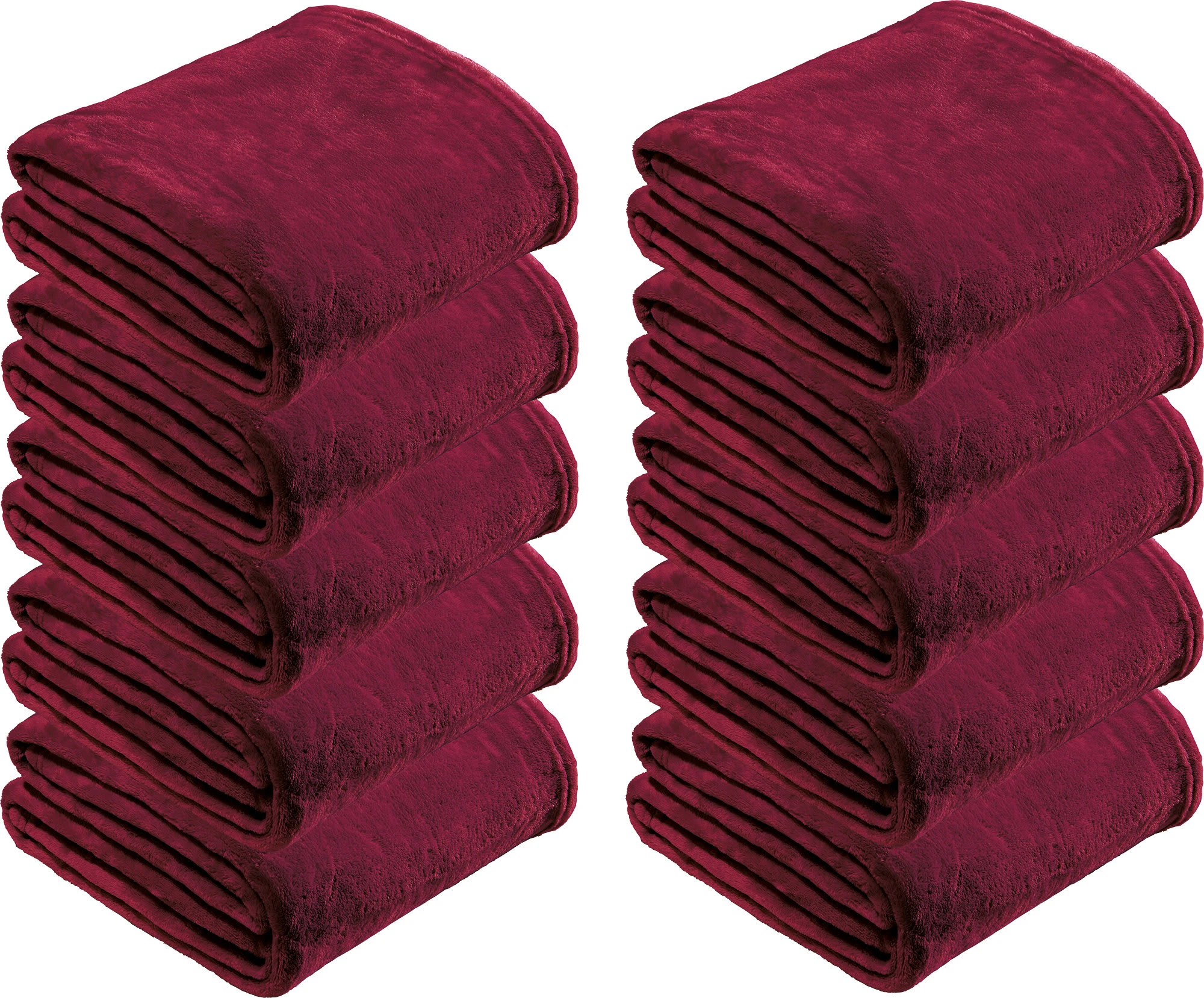 REDBEST Fleece Wohndecke 10er-Pack In Bordeaux