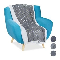Relaxdays 1x Kuscheldecke In Grau/ Weiß - (B)150 X (T)200 Cm