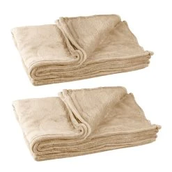 Relaxdays 2x Kuscheldecke In Beige - (B)150 X (T)200 Cm