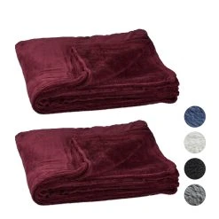 Relaxdays 2x Kuscheldecke In Bordeaux - (B)150 X (T)200 Cm