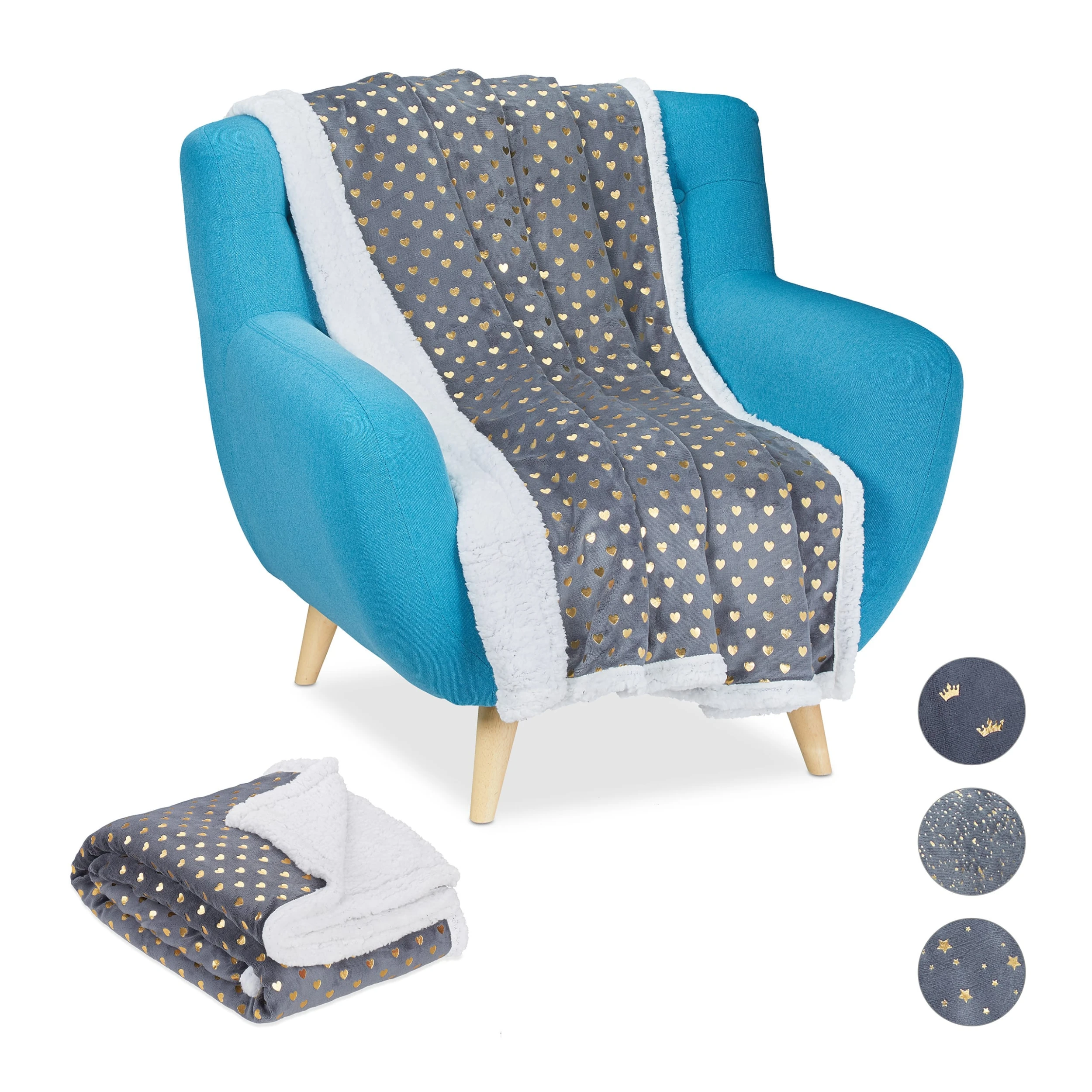 Relaxdays 2x Kuscheldecke In Grau/ Weiß - (B)150 X (T)200 Cm