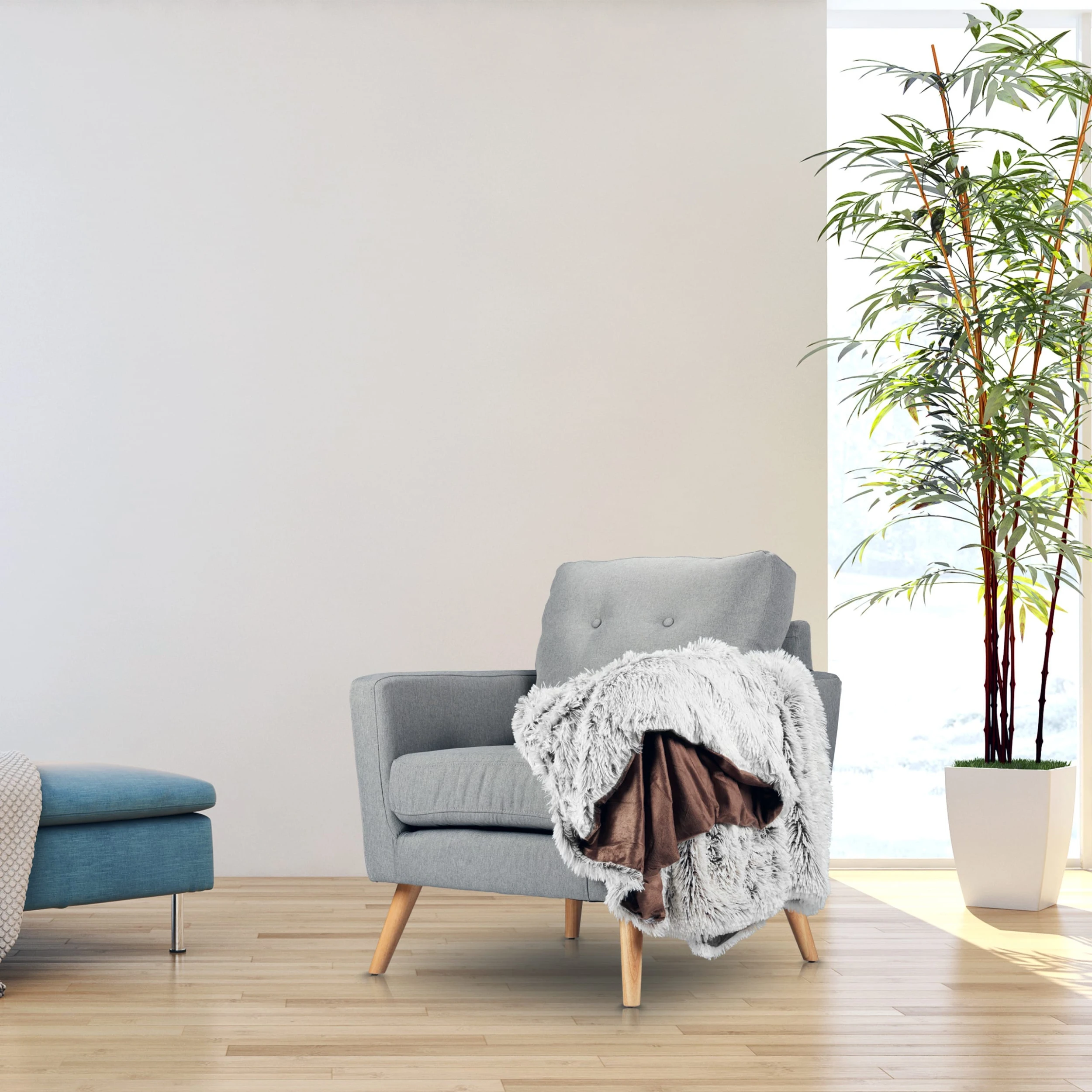 Relaxdays 4 X Felldecke In Weiß/ Grau - 150x200 Cm – Bild 2