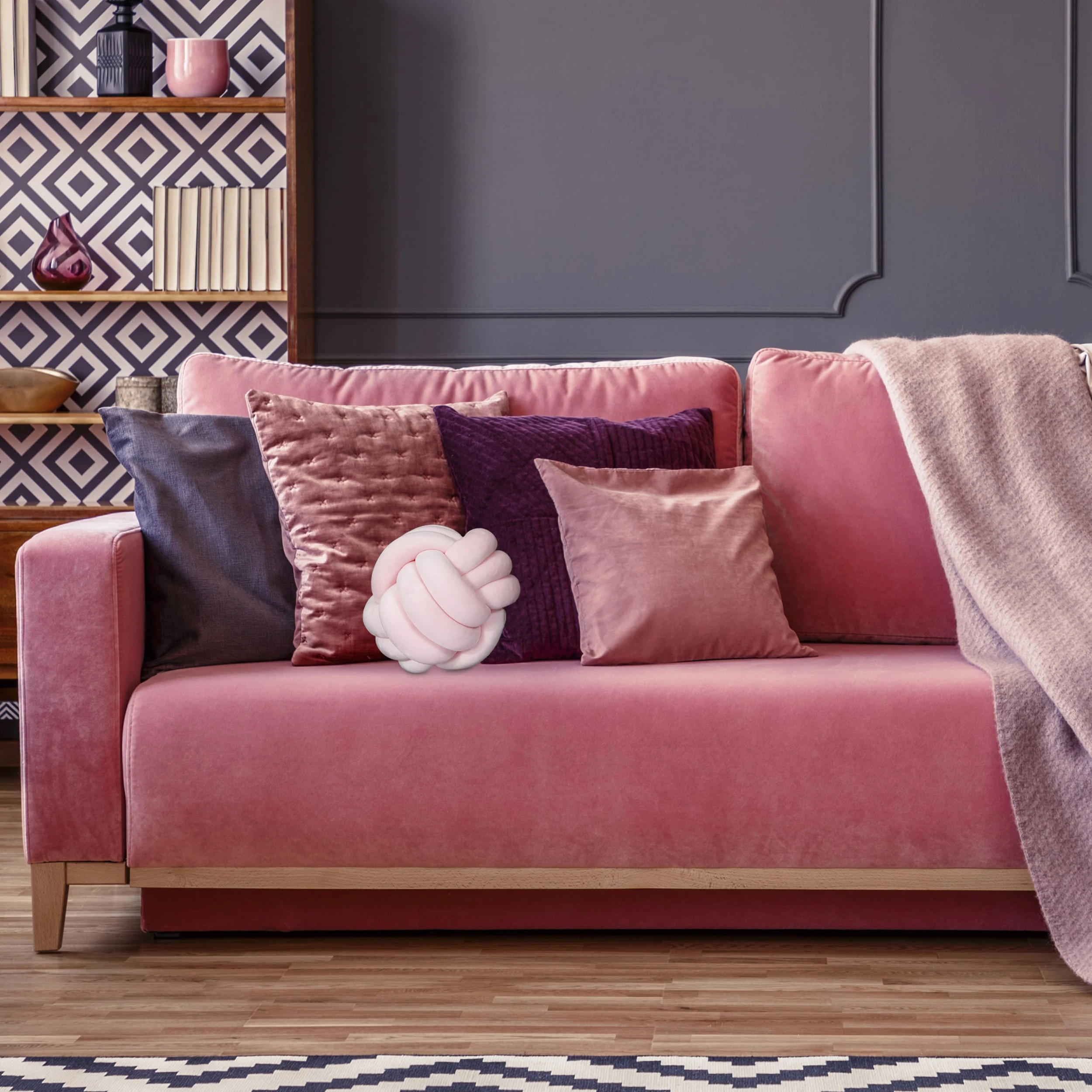 Relaxdays 5x Knotenkissen In Mint - Ø 25 Cm – Bild 5