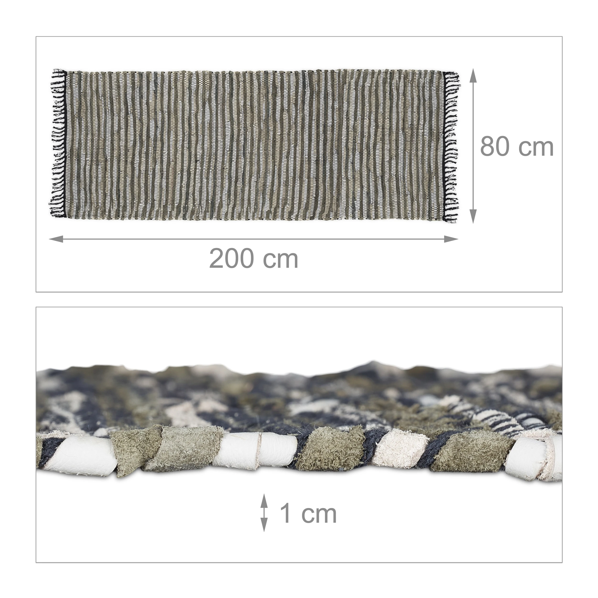 Relaxdays Flickenteppich In Grün/ Beige- 80 X 200 Cm – Bild 4