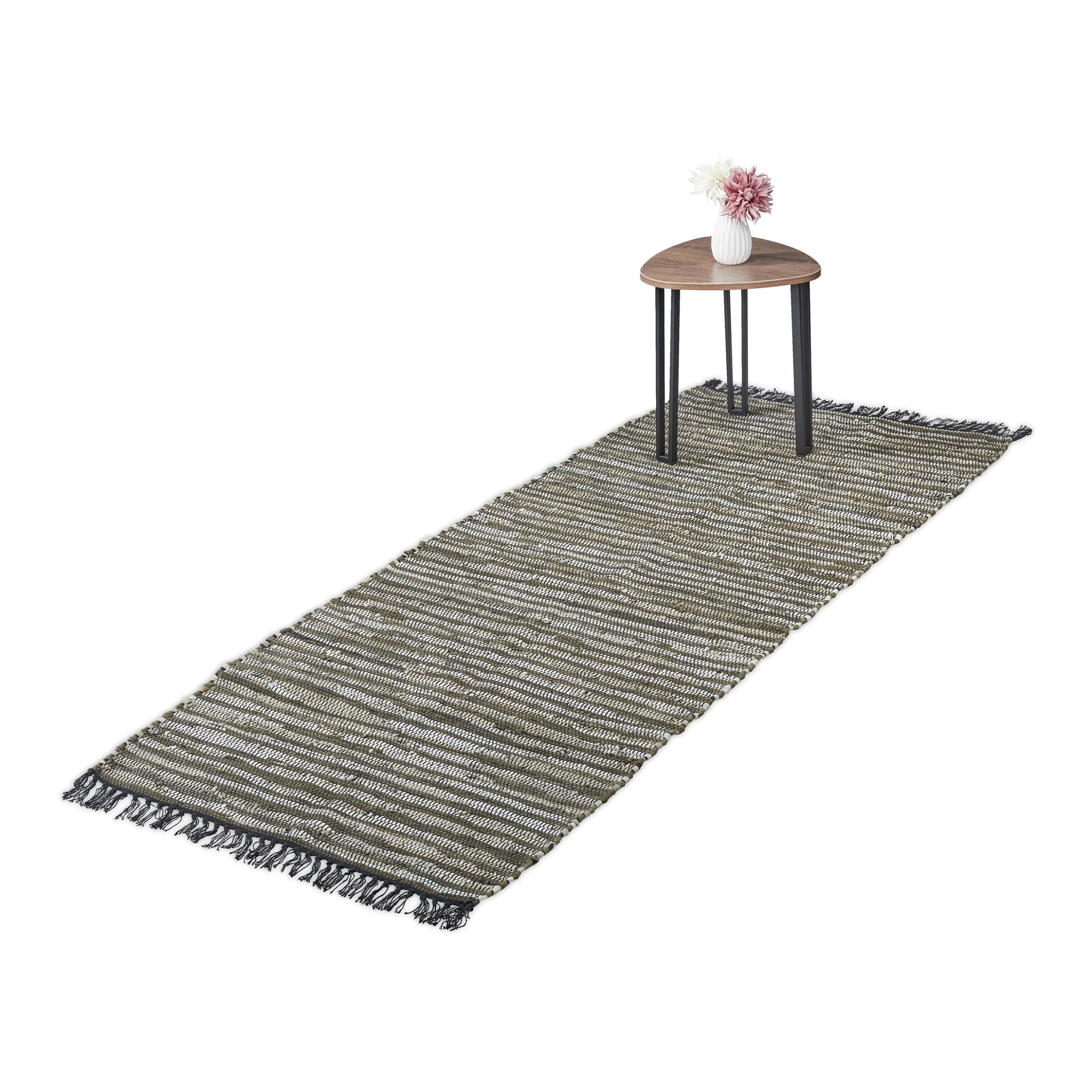 Relaxdays Flickenteppich In Grün/ Beige- 80 X 200 Cm – Bild 8