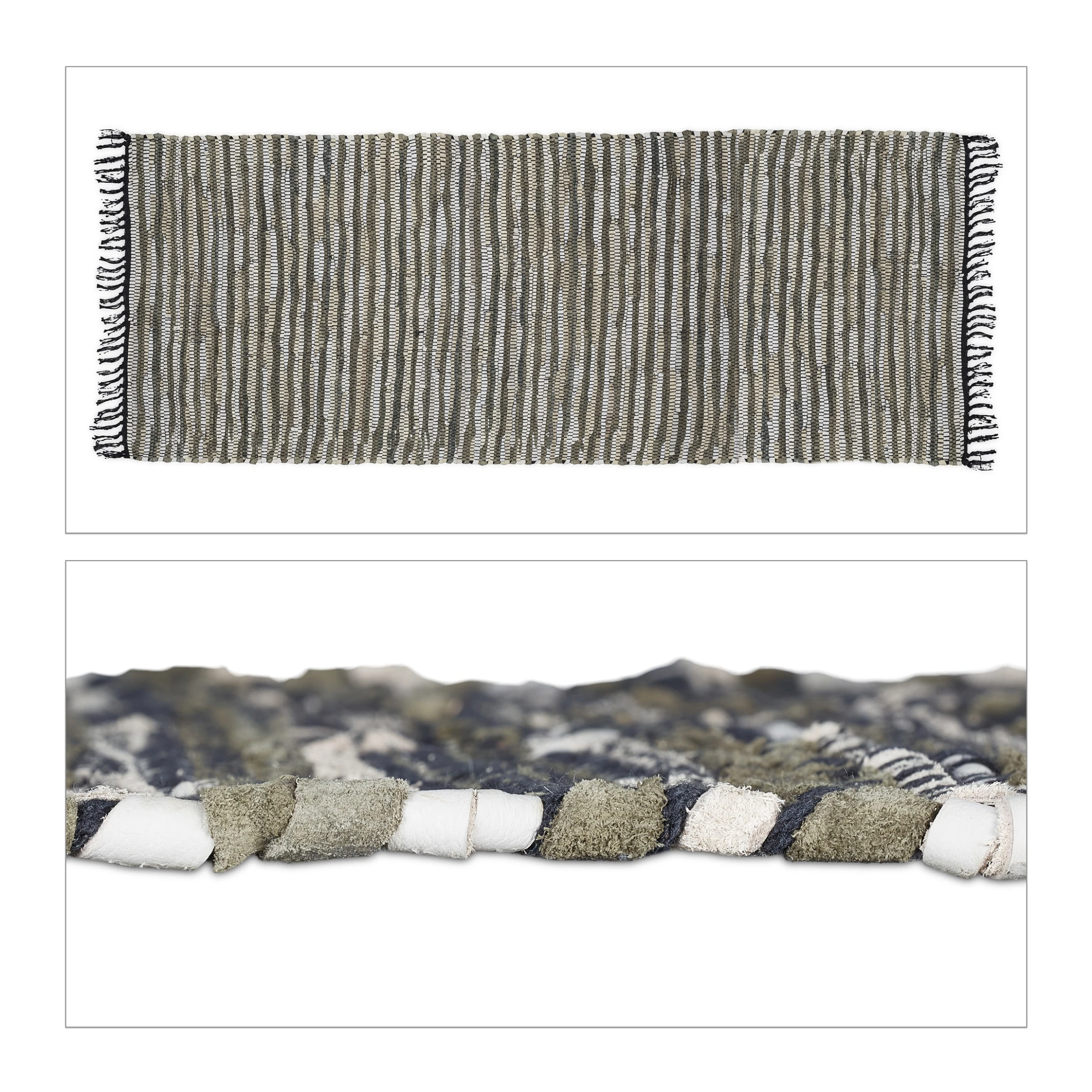 Relaxdays Flickenteppich In Grün/ Beige- 80 X 200 Cm