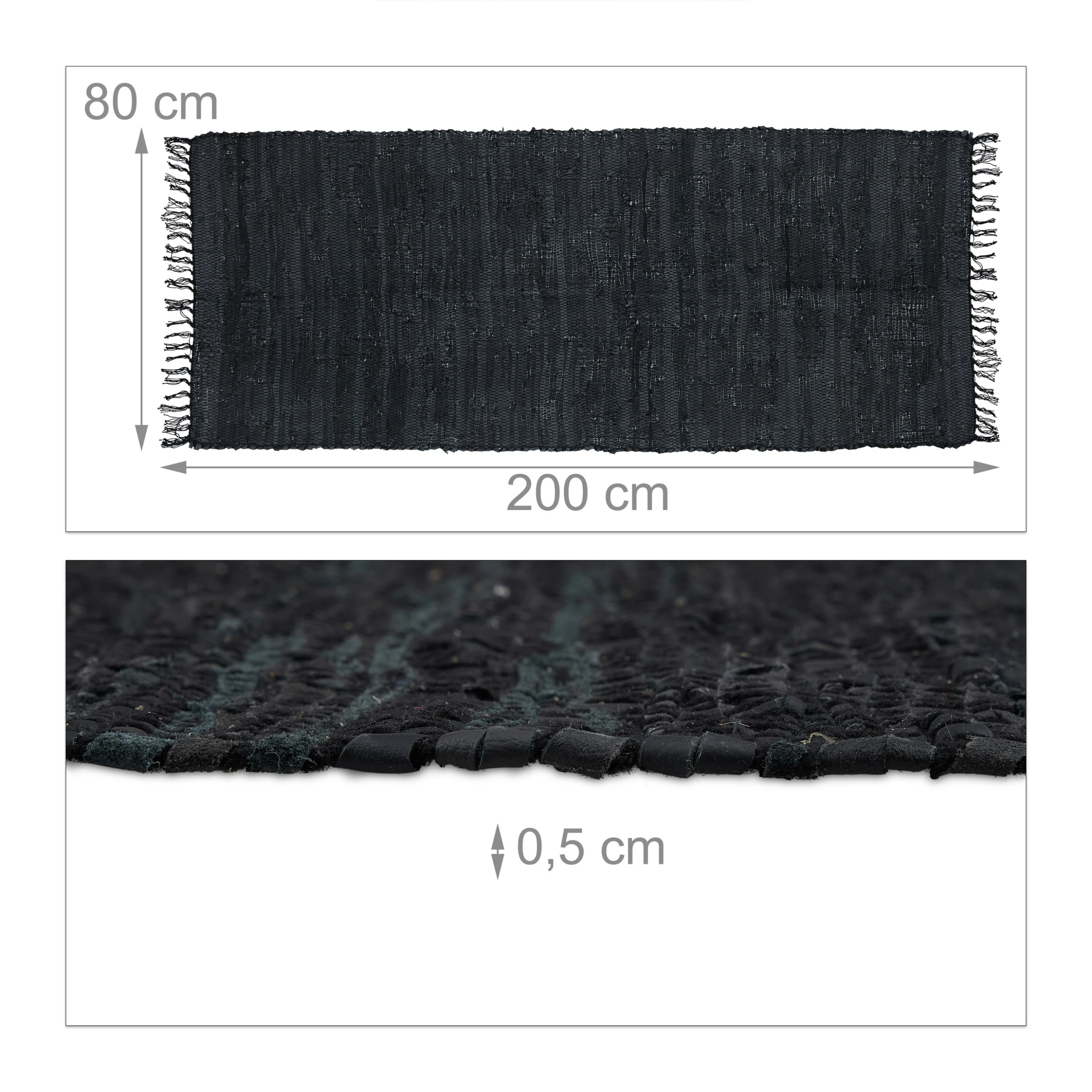 Relaxdays Flickenteppich In Schwarz - 80 X 200 Cm – Bild 4