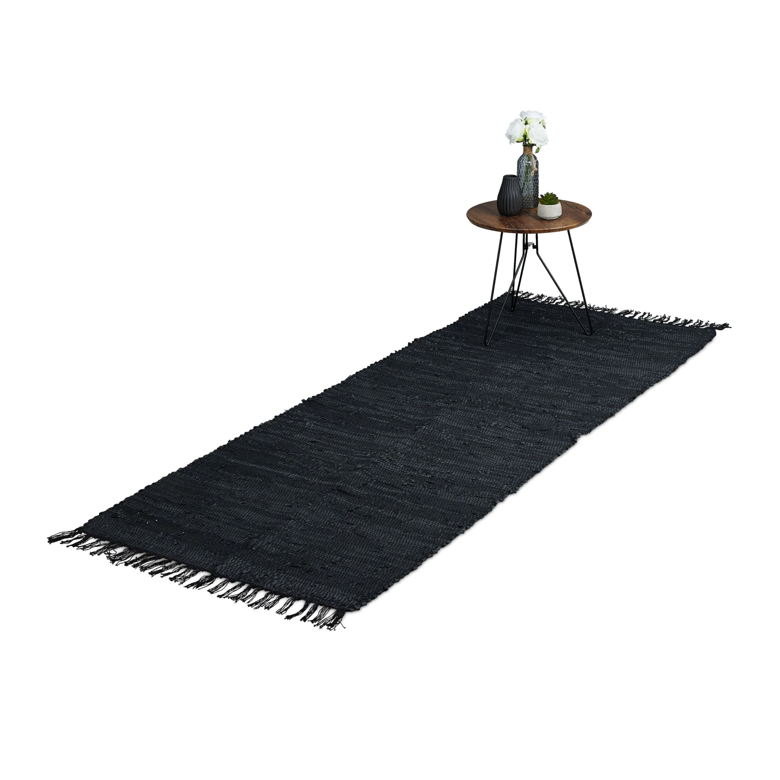 Relaxdays Flickenteppich In Schwarz - 80 X 200 Cm – Bild 8