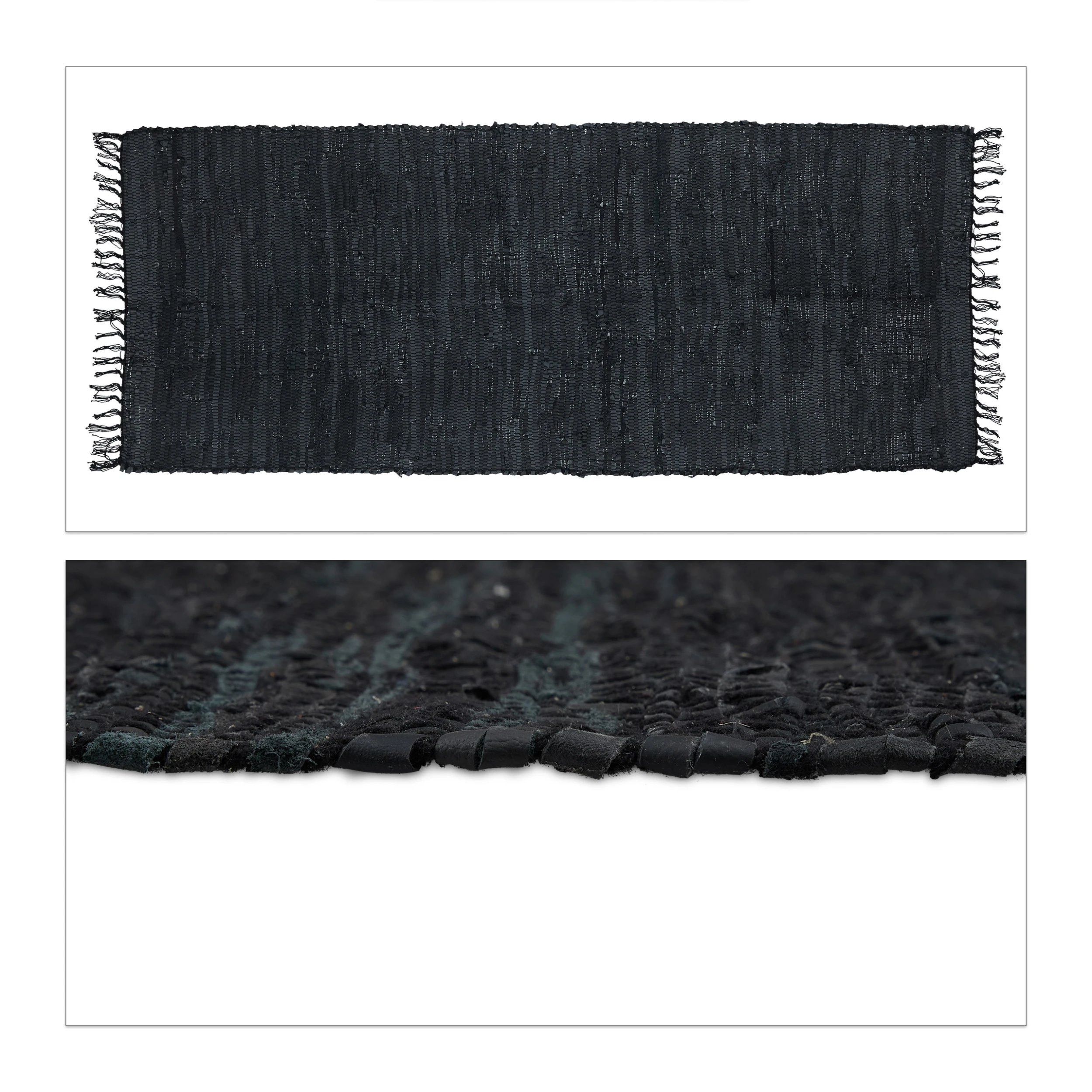 Relaxdays Flickenteppich In Schwarz - 80 X 200 Cm