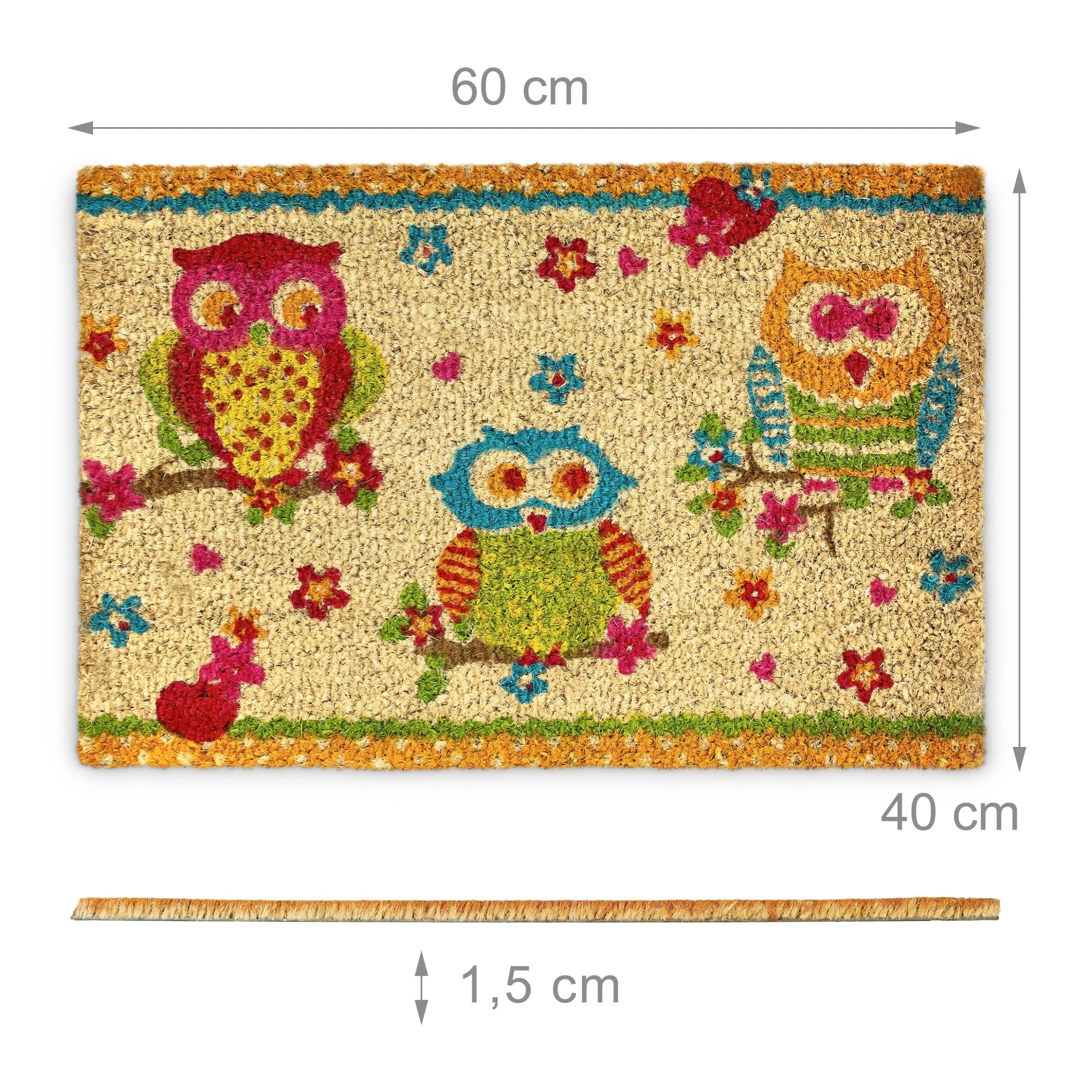Relaxdays Fußmatte Eulen In Bunt - (B)60 X (T)40 Cm – Bild 4
