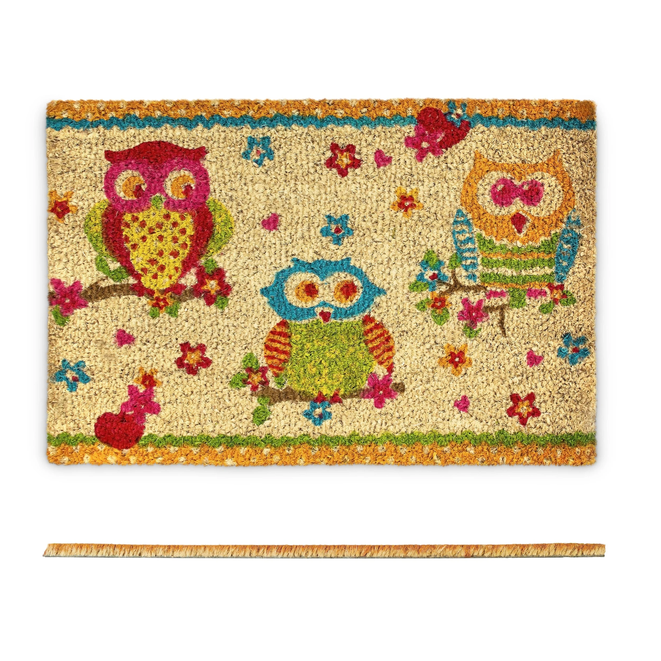 Relaxdays Fußmatte Eulen In Bunt - (B)60 X (T)40 Cm
