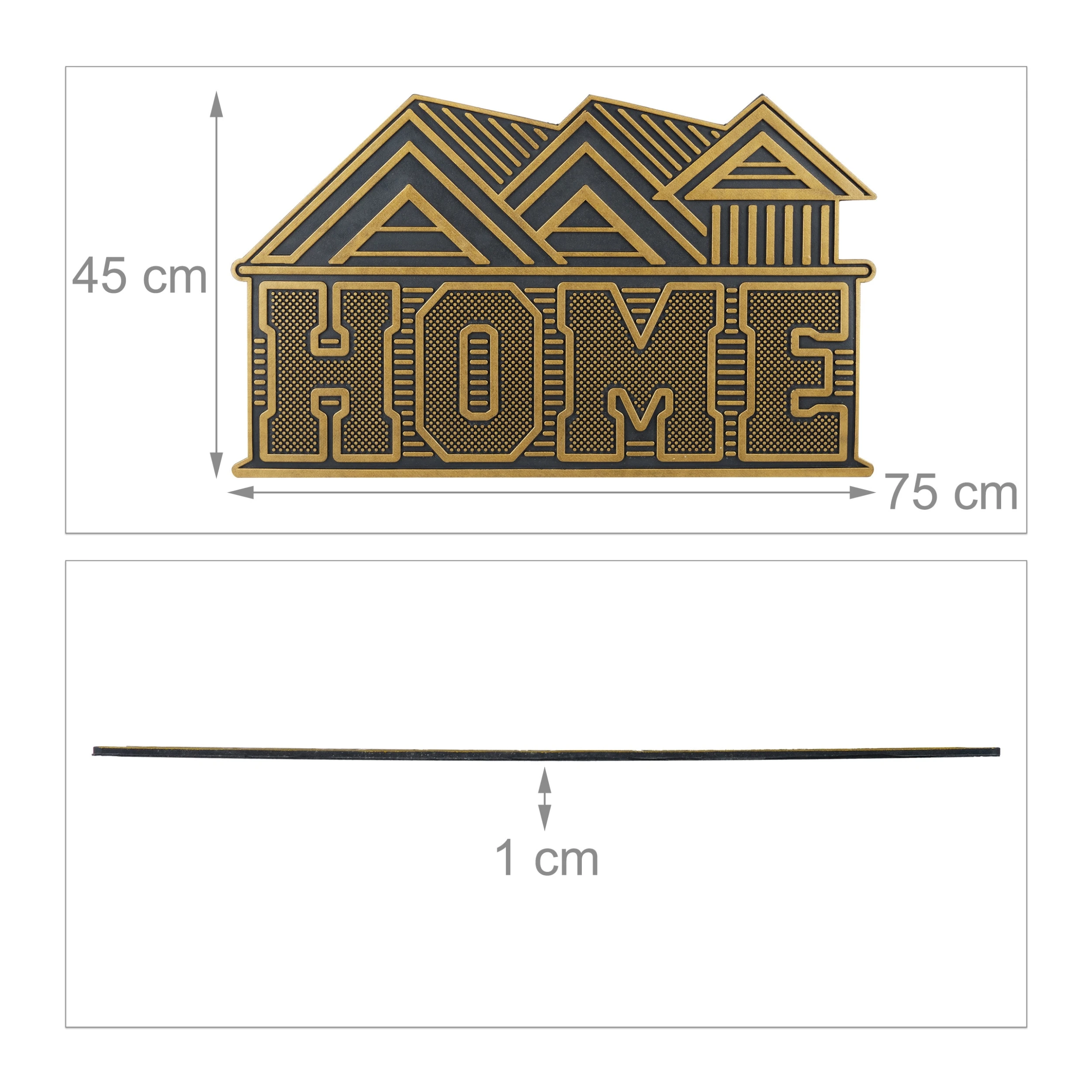 Relaxdays Fußmatte In Gold/ Schwarz - (B)75 X (T)45 Cm – Bild 4