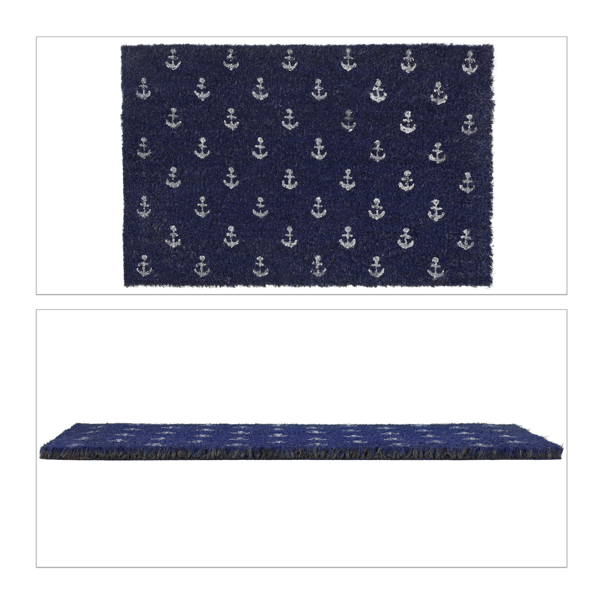 Relaxdays Kokosfußmatte "Anker" In Blau/ Weiß - 40 X 60 Cm