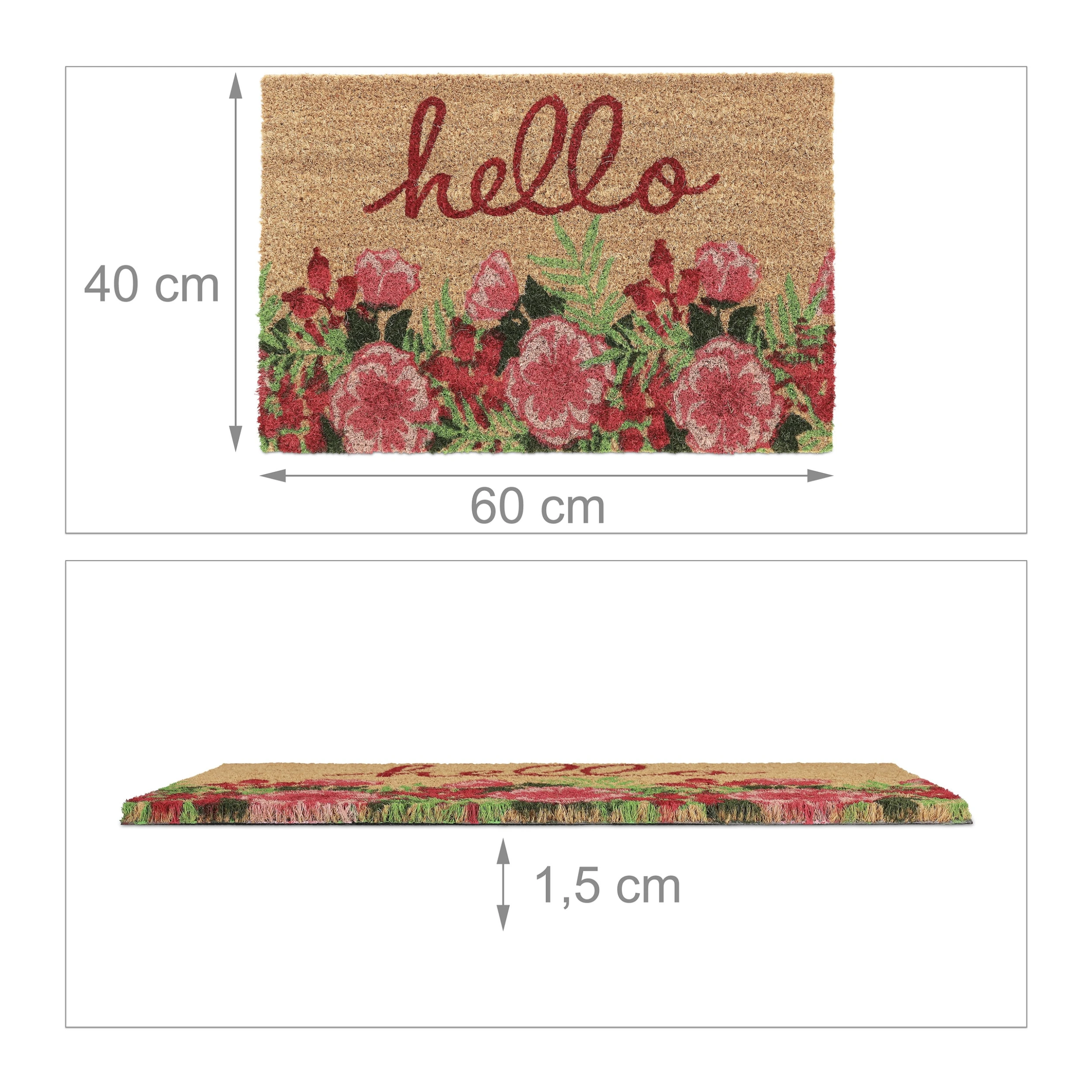 Relaxdays Kokosfußmatte "Hello" In Bunt - 40 X 60 Cm – Bild 4