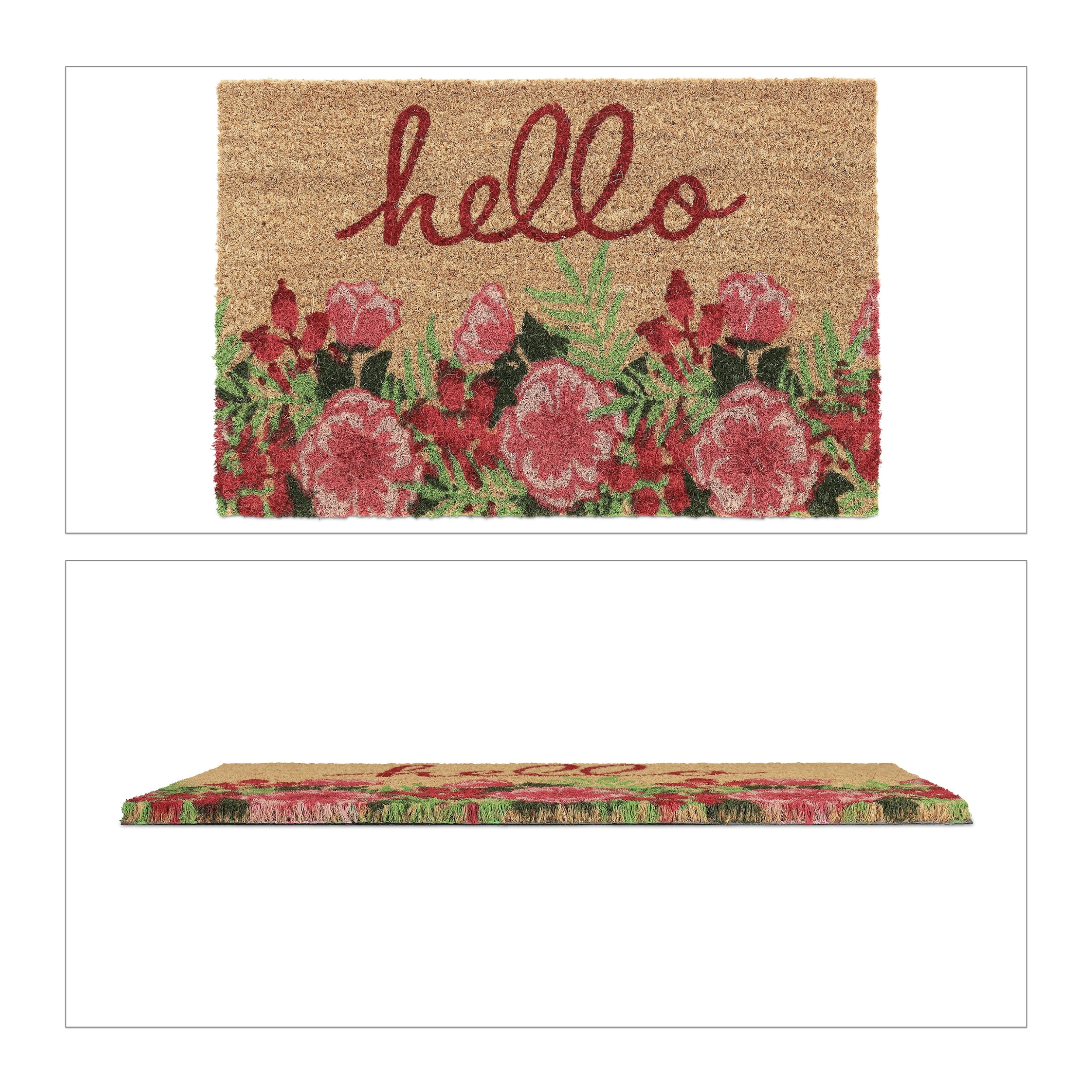 Relaxdays Kokosfußmatte "Hello" In Bunt - 40 X 60 Cm