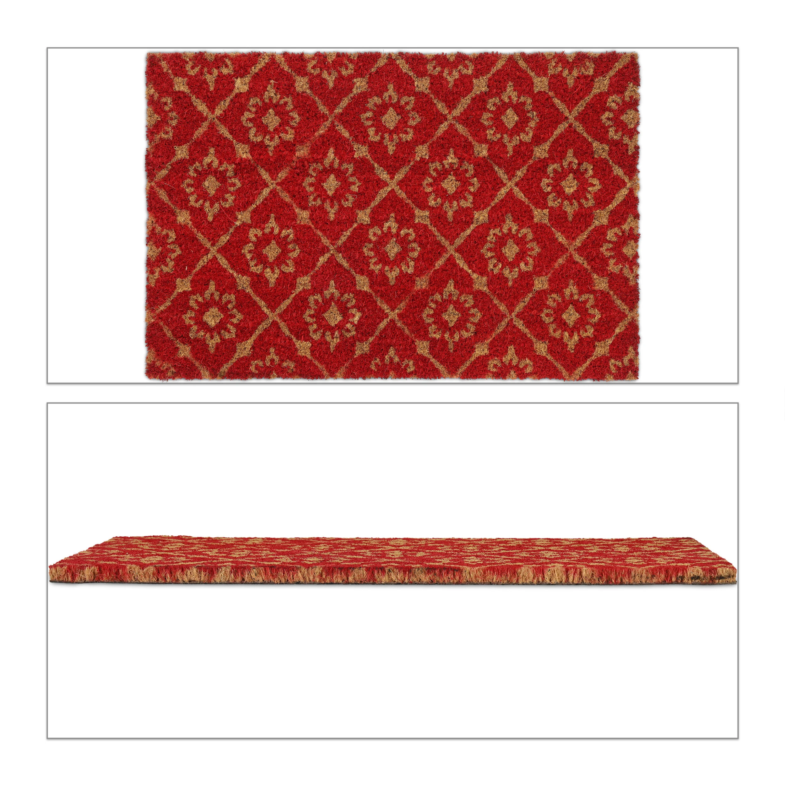 Relaxdays Kokosfußmatte In Rot/ Natur - 40 X 60 Cm