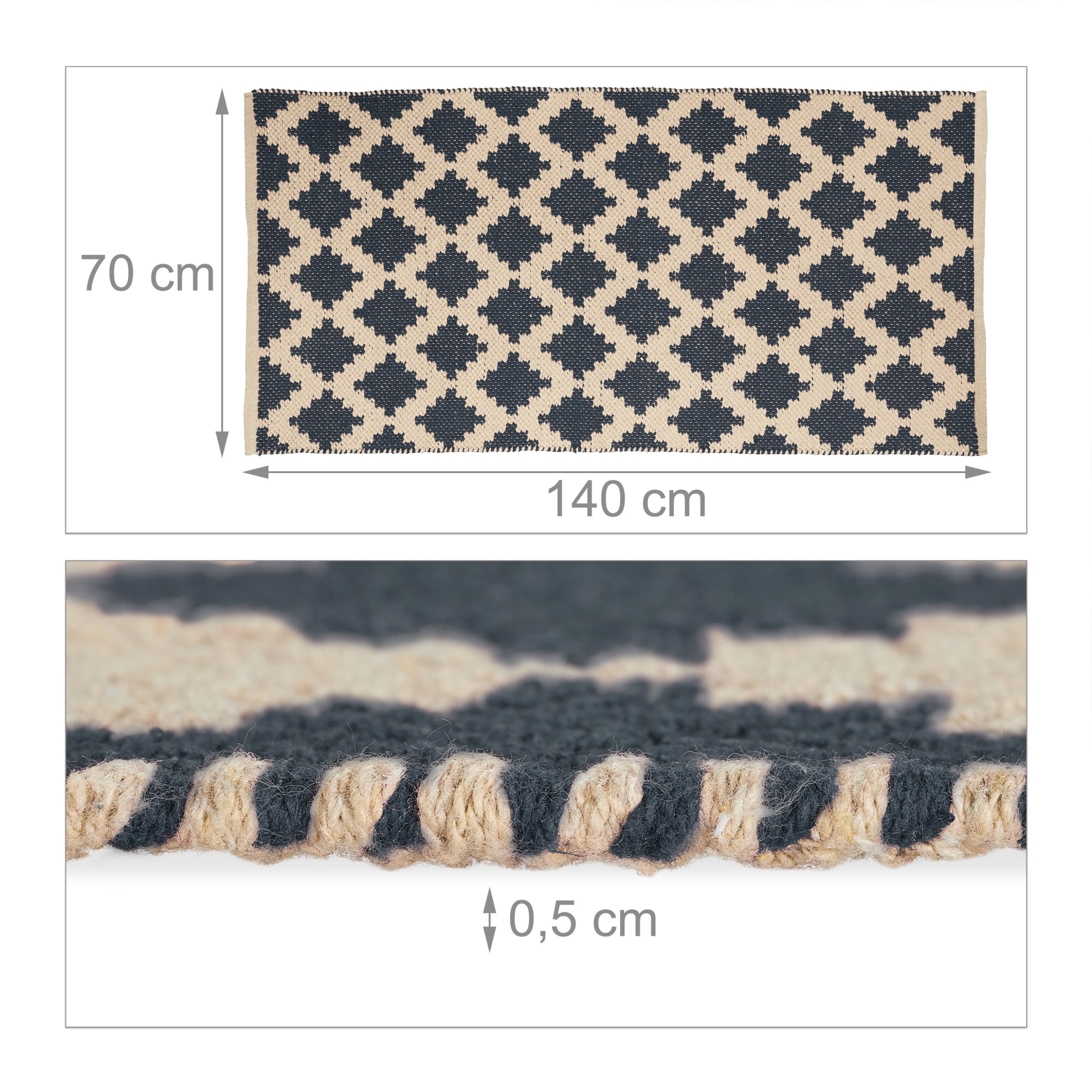 Relaxdays Läufer In Beige/ Grau - 70 X 140 Cm – Bild 4