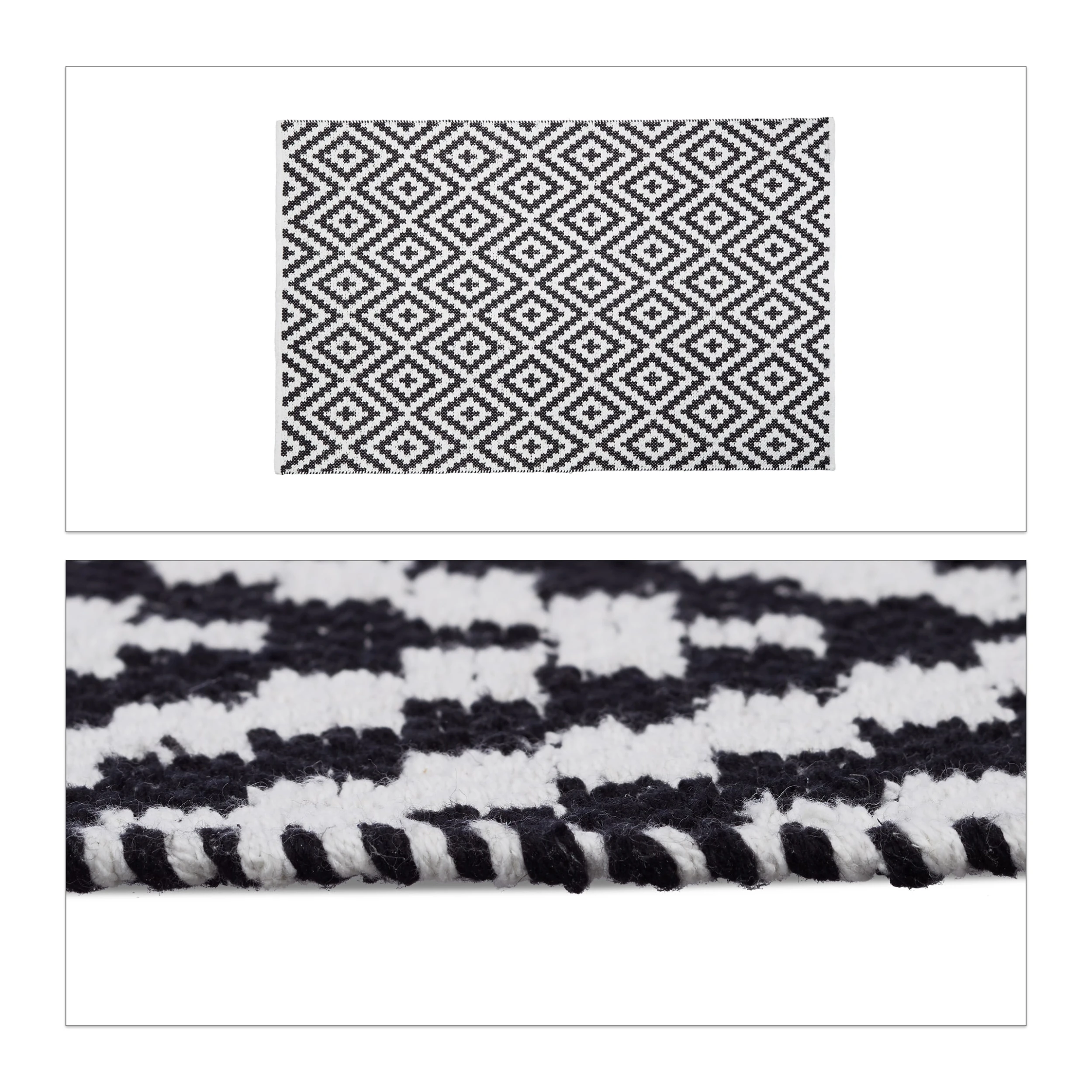 Relaxdays Teppich In Schwarz/Weiß - (L)180 X (B)120 Cm