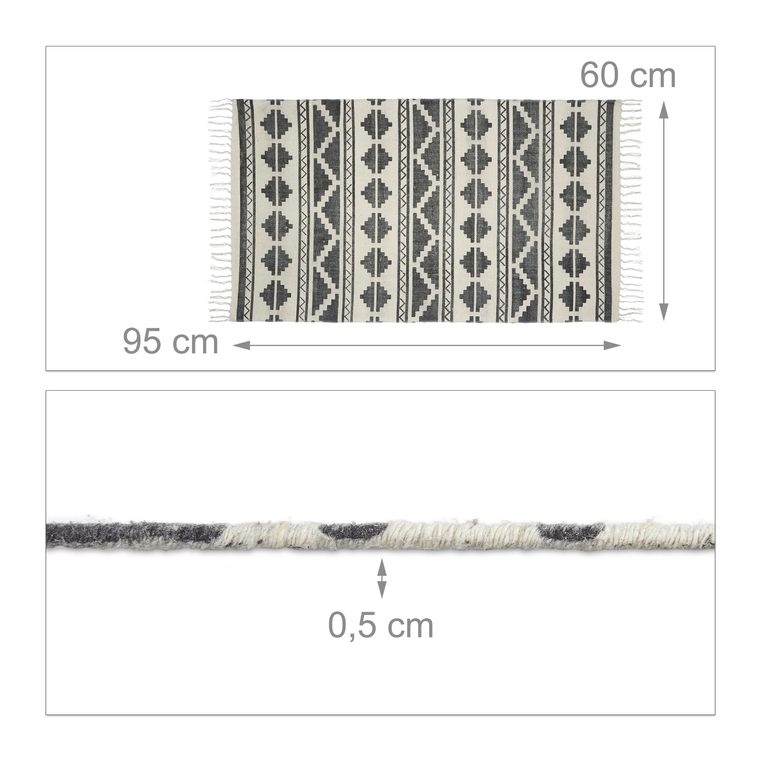 Relaxdays Teppichläufer In Schwarz - (L)90 X (B)60 Cm – Bild 4