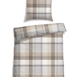 Schiesser Feinbiber-Bettwäsche-Set "Fenne" In Beige/ Grau