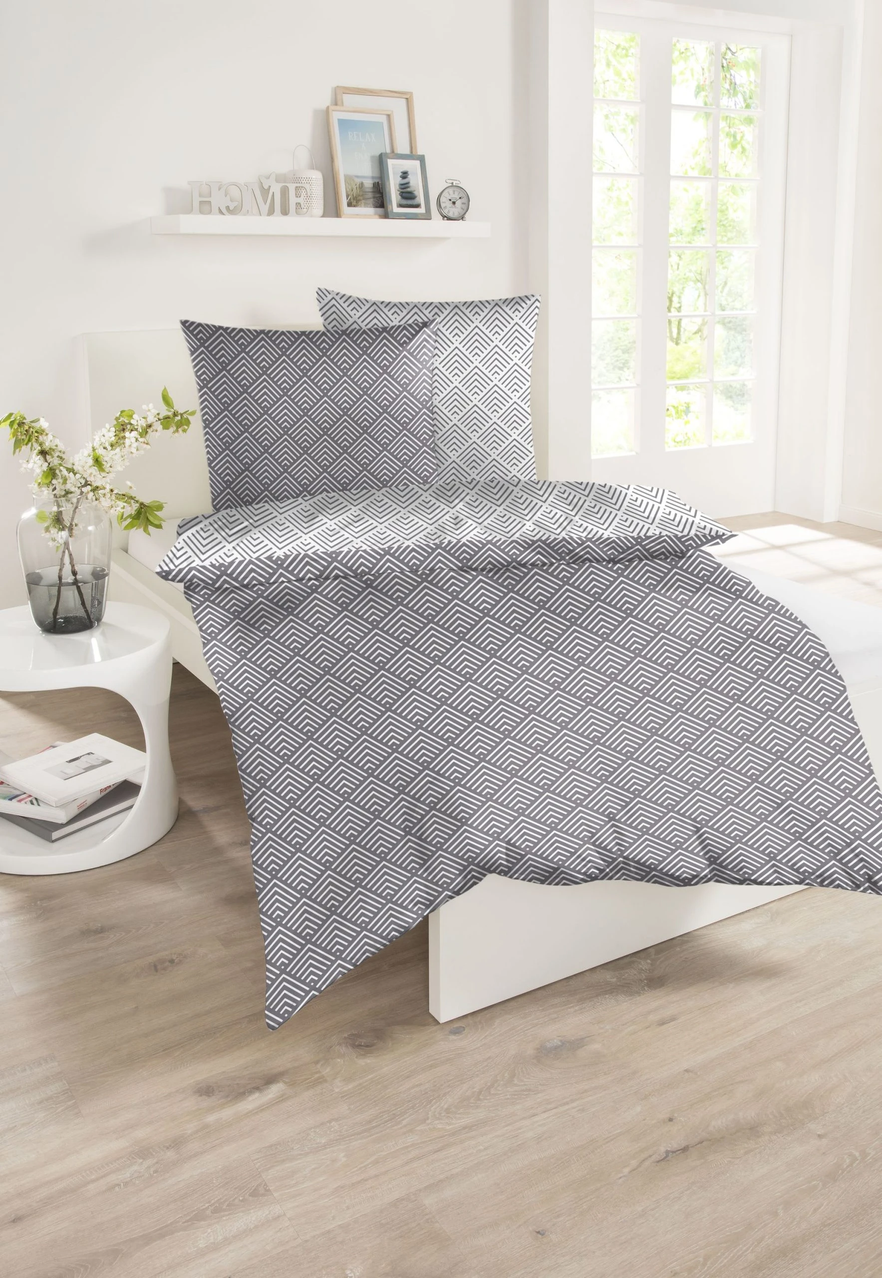 Schiesser Renforcé Bettwäsche Pure Elegance Mabel In Grau-weiß Gemustert – Bild 2