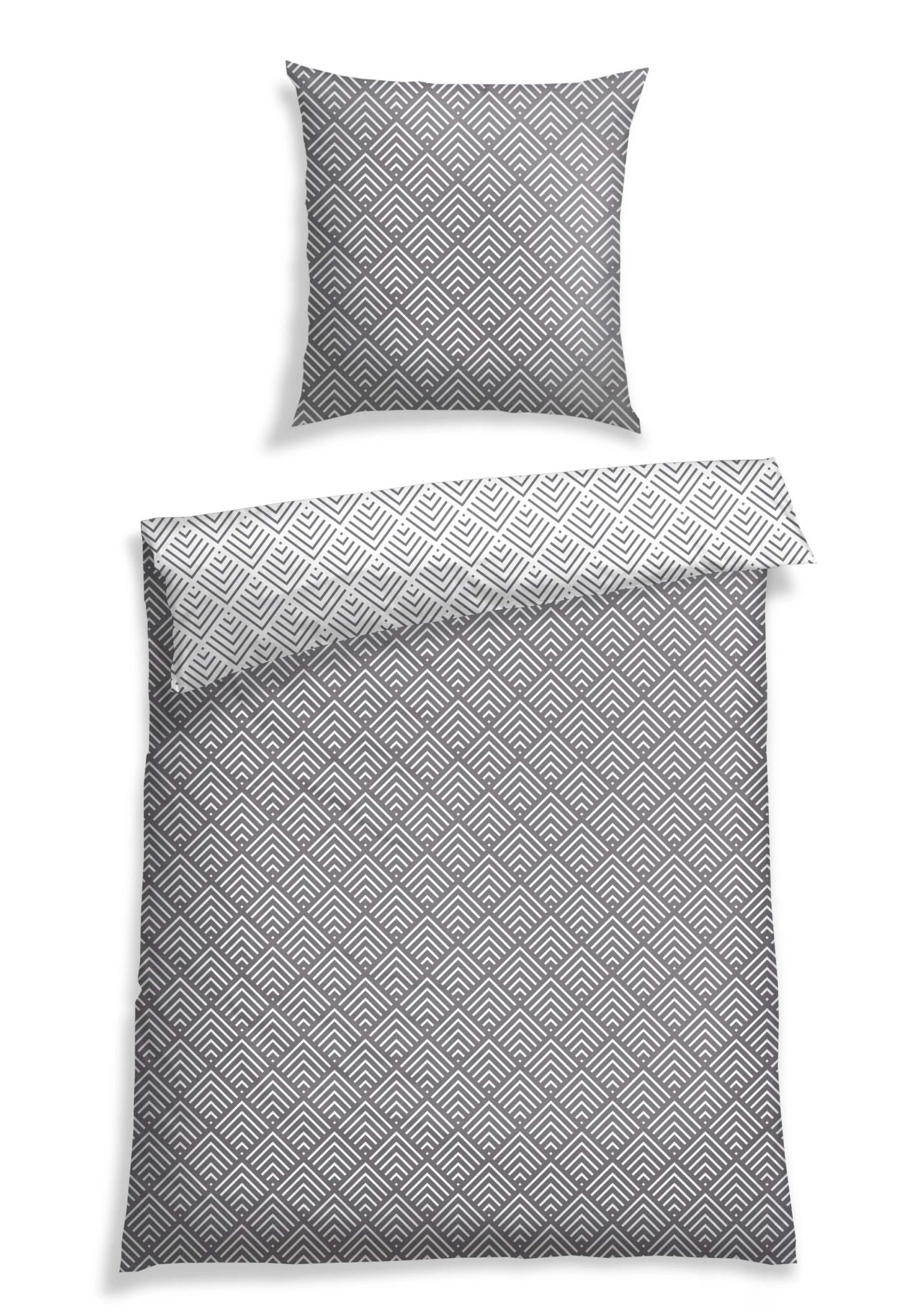 Schiesser Renforcé Bettwäsche Pure Elegance Mabel In Grau-weiß Gemustert