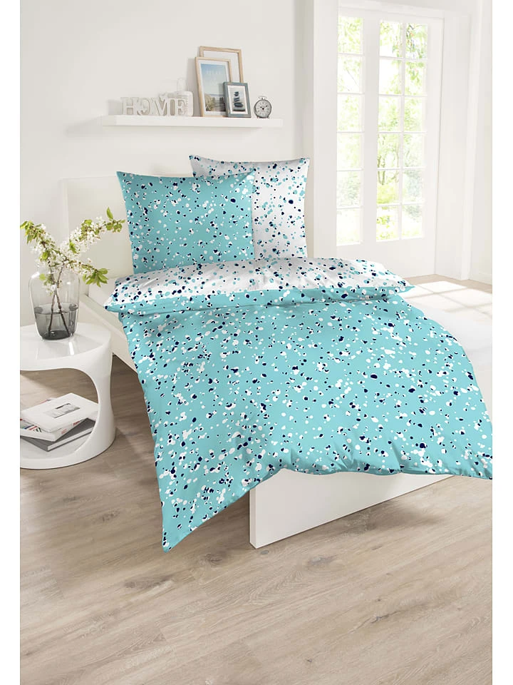 Schiesser Renforcé-Bettwäsche-Set "Jackson" In Türkis – Bild 2