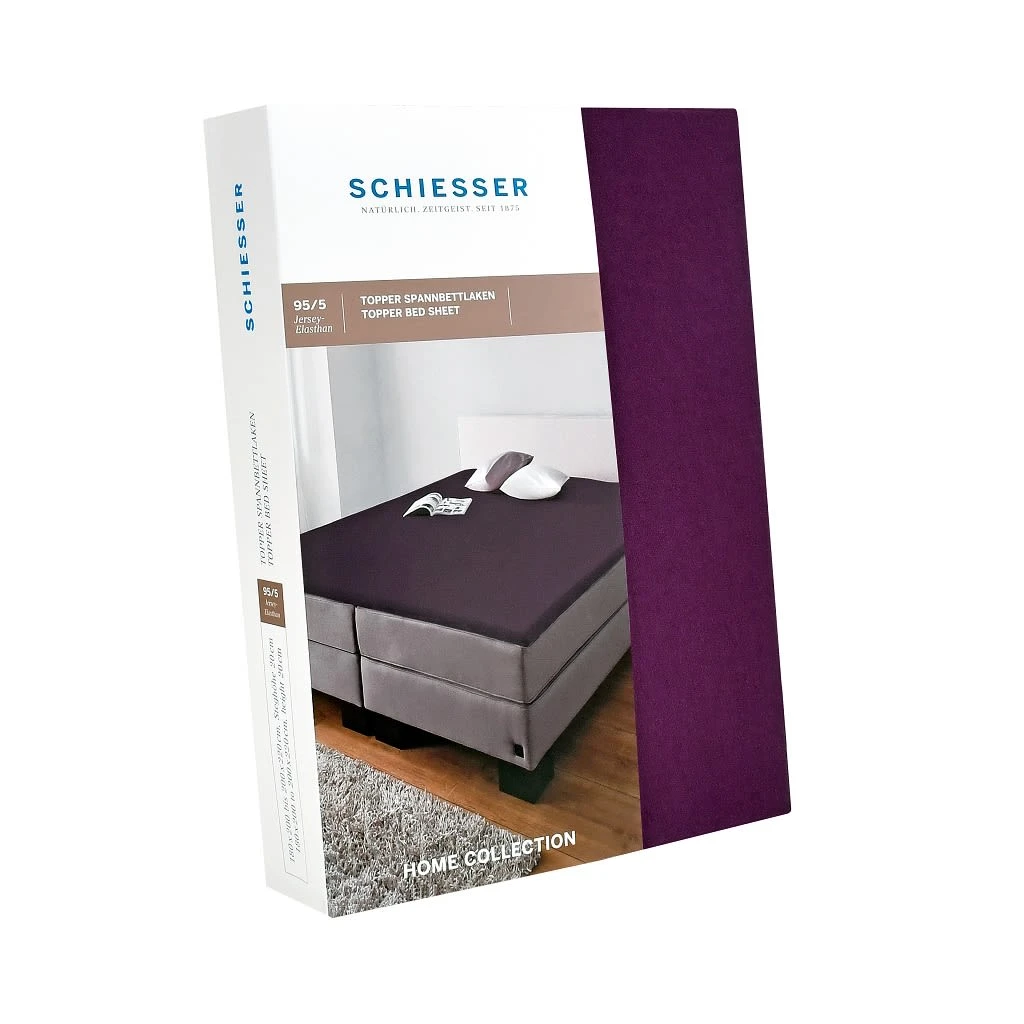 Schiesser Topper-Spannbettlaken In Aubergine – Bild 2